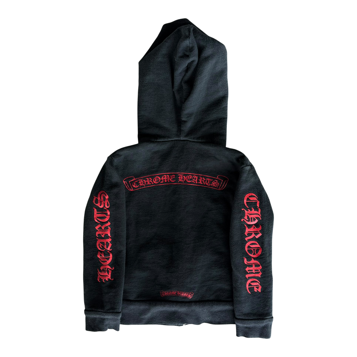 Vintage Kids Red Scroll Logo Zip Up Hoodie Black