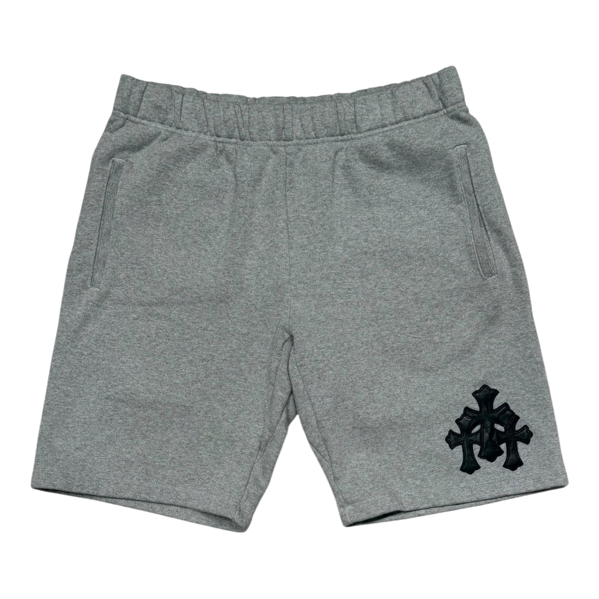 Cemetery Leather Cross Patch Paper Jam Grey Shorts