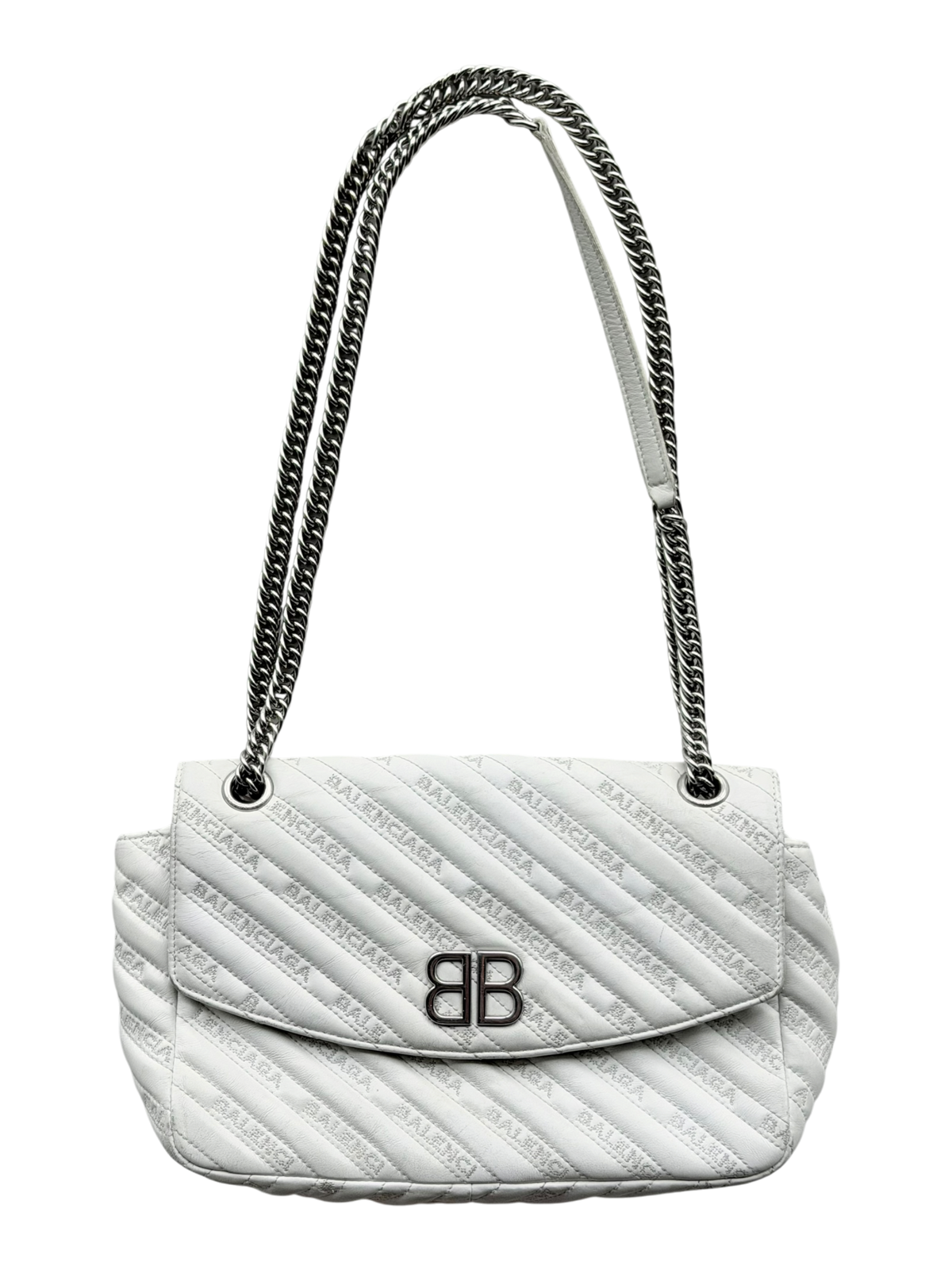 Cream Quilted BB Chain Crossbody Bag