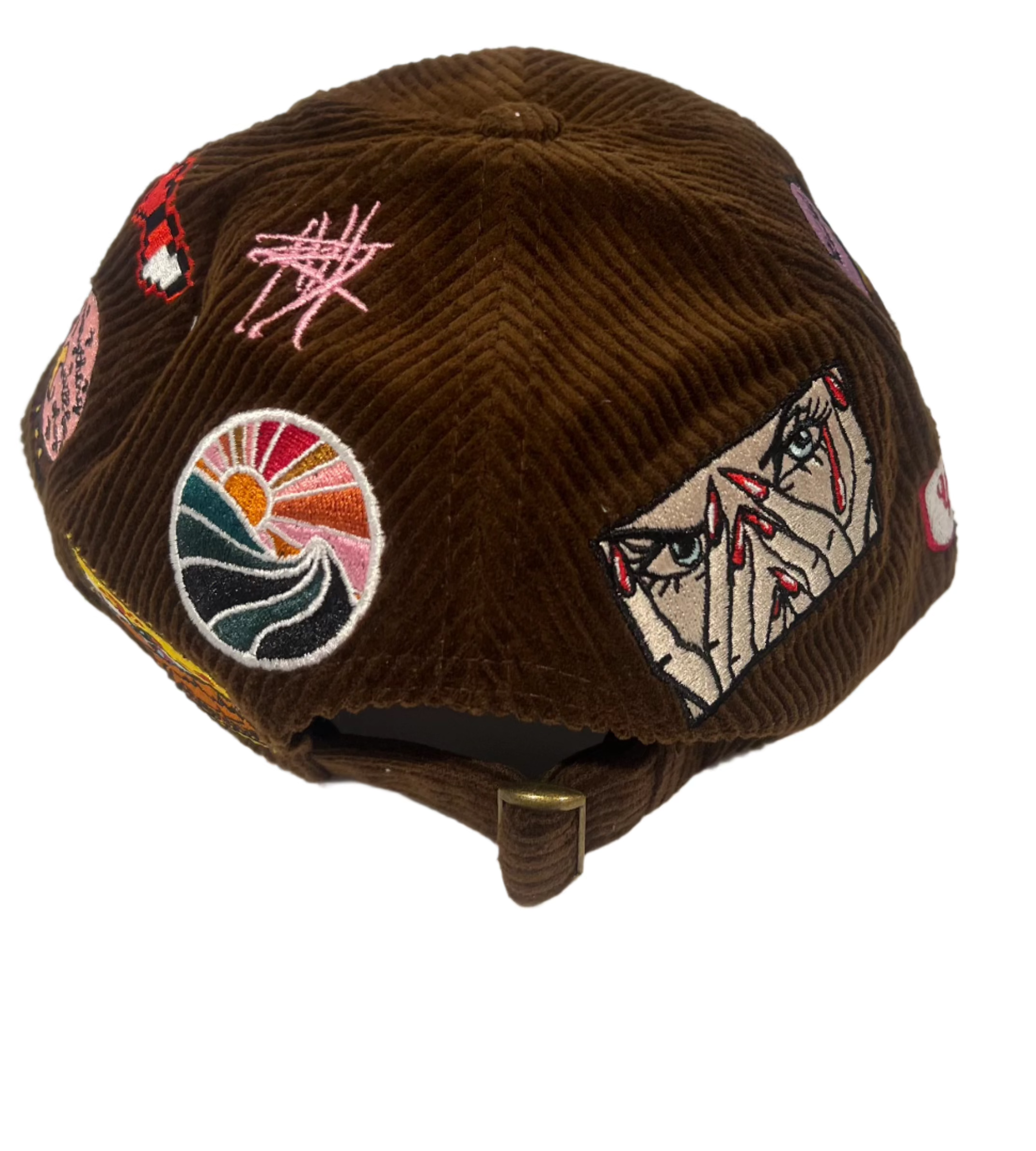 Brown Corduroy Hat with Patches