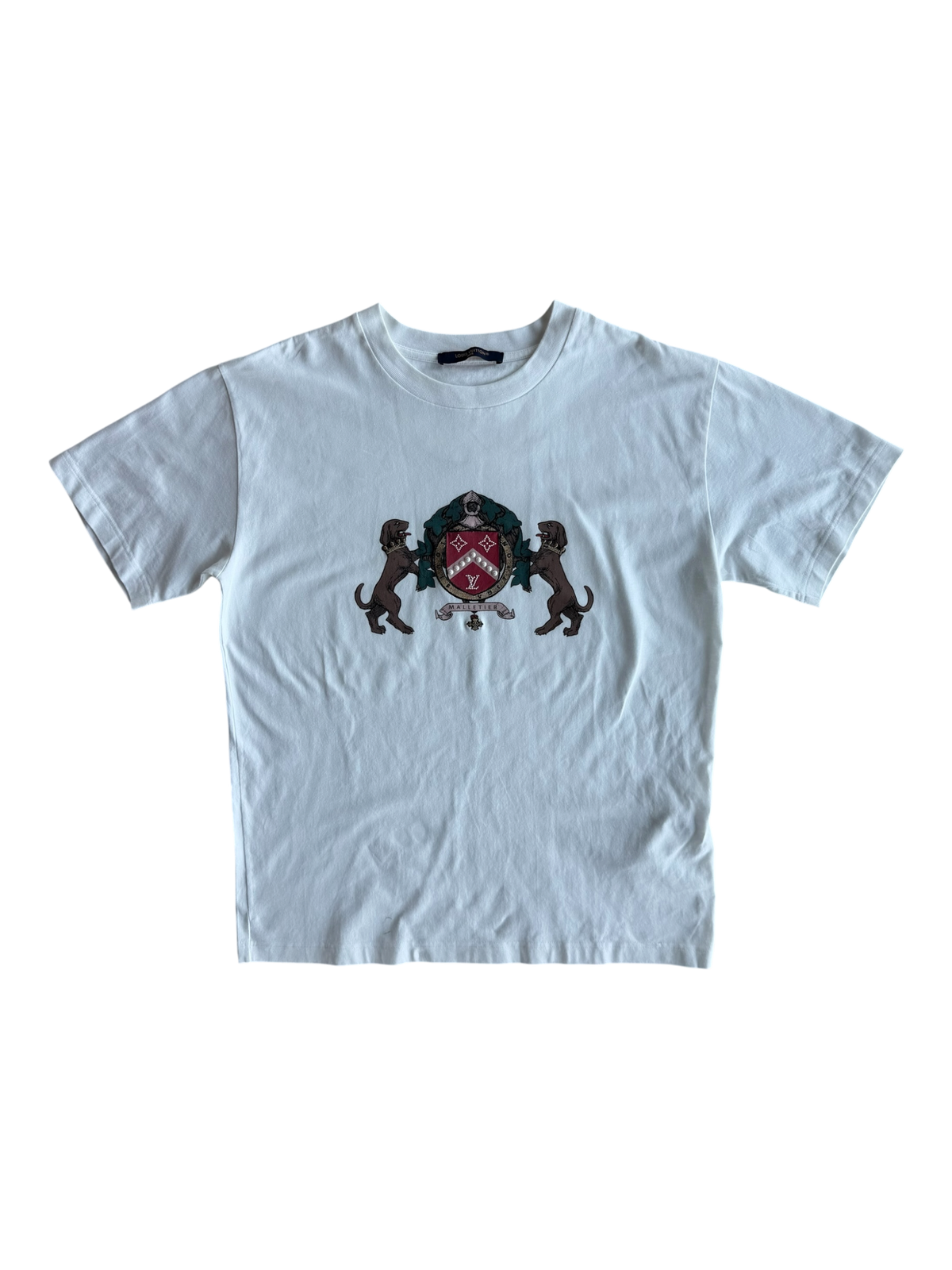 White & Multicolor Crest Logo T-Shirt