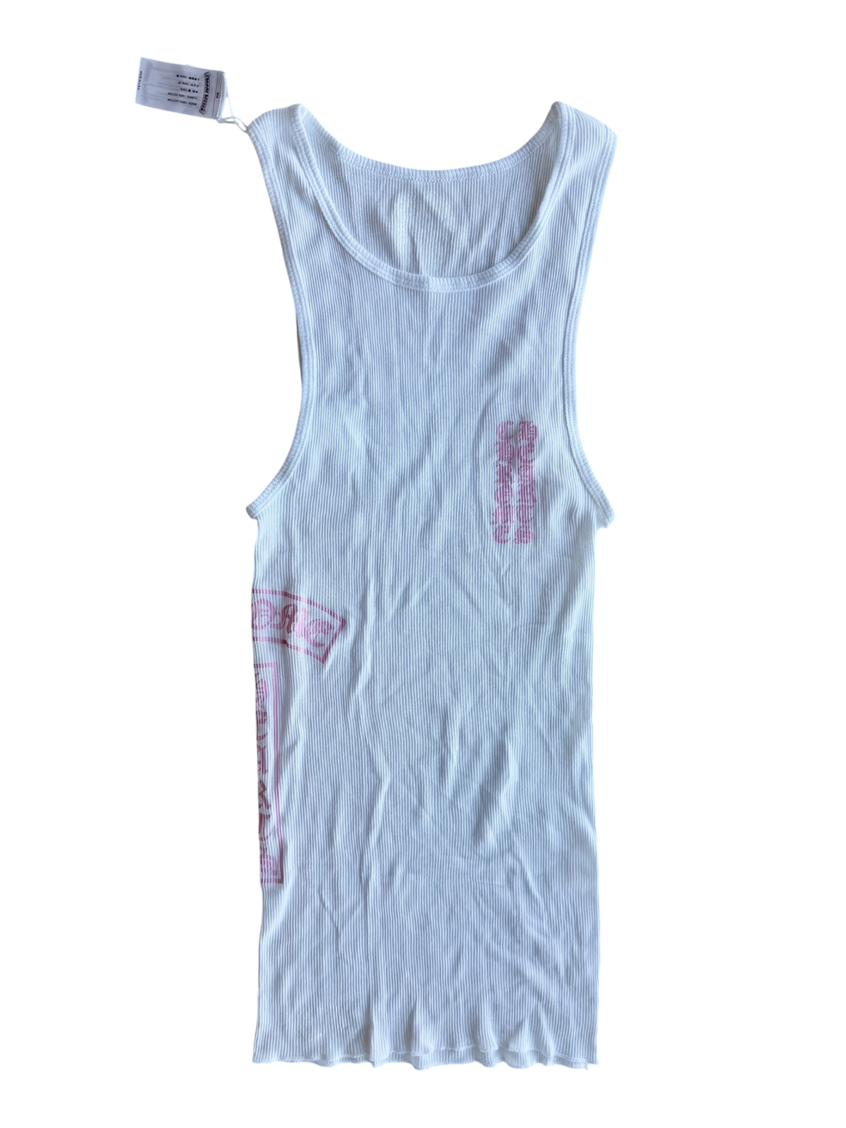 White & Pink T-Bar Logo Tank Top