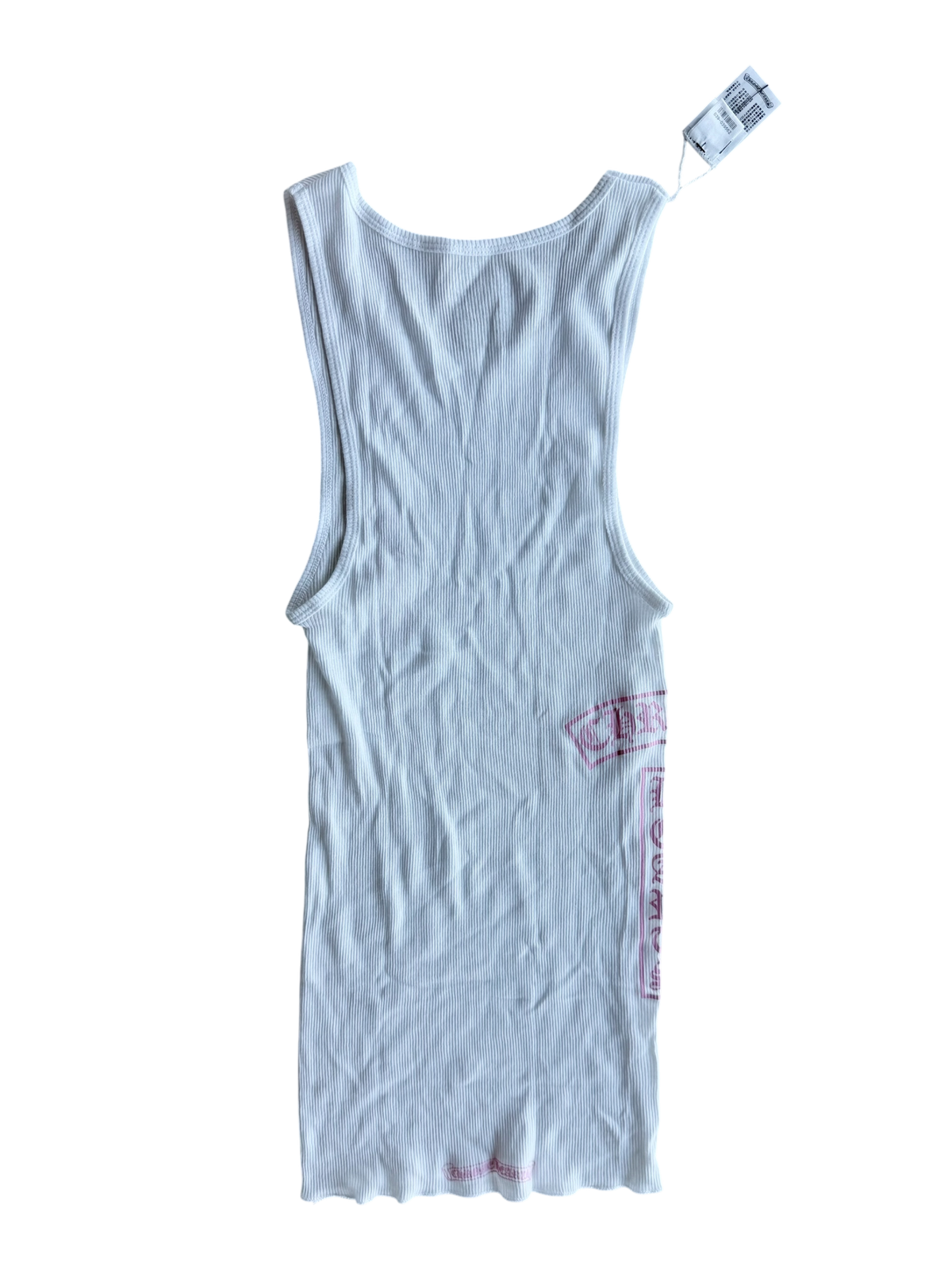 White & Pink T-Bar Logo Tank Top