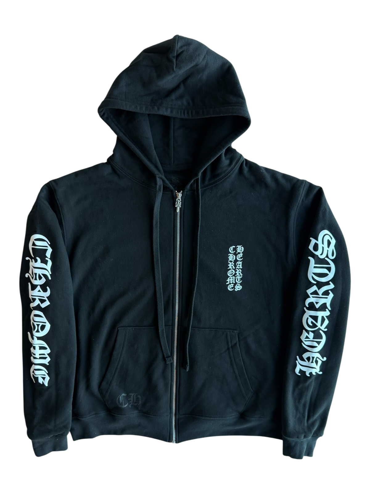 Black & White Script Logo Thermal Line Zip Up Hoodie