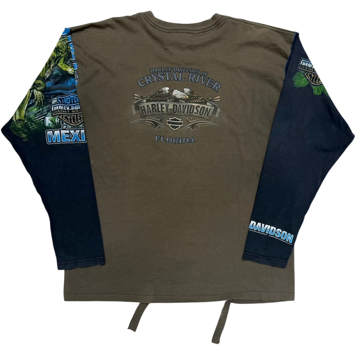 Brown Crystal River Harley Long Sleeve Tee