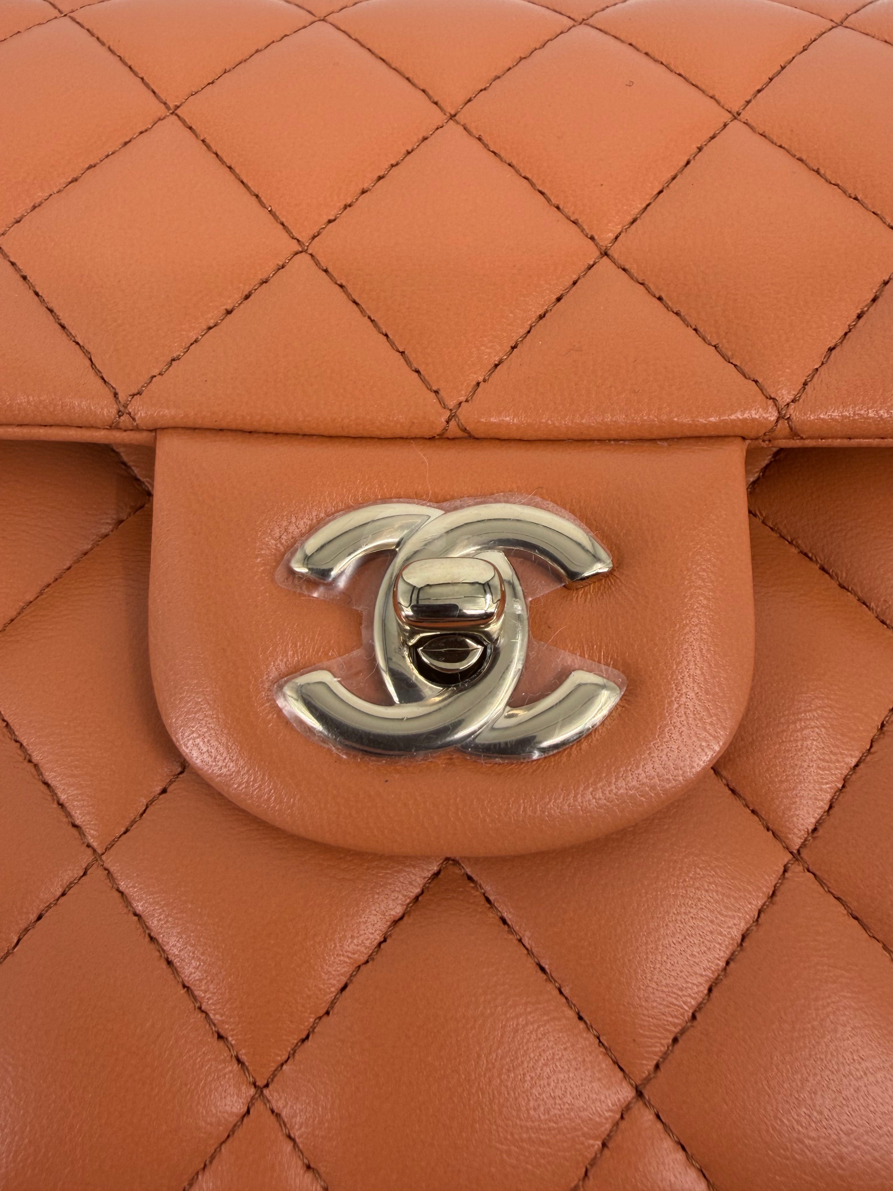 Small Classic Double Flap Bag Caramel Shiny Caviar Light Gold Hardware