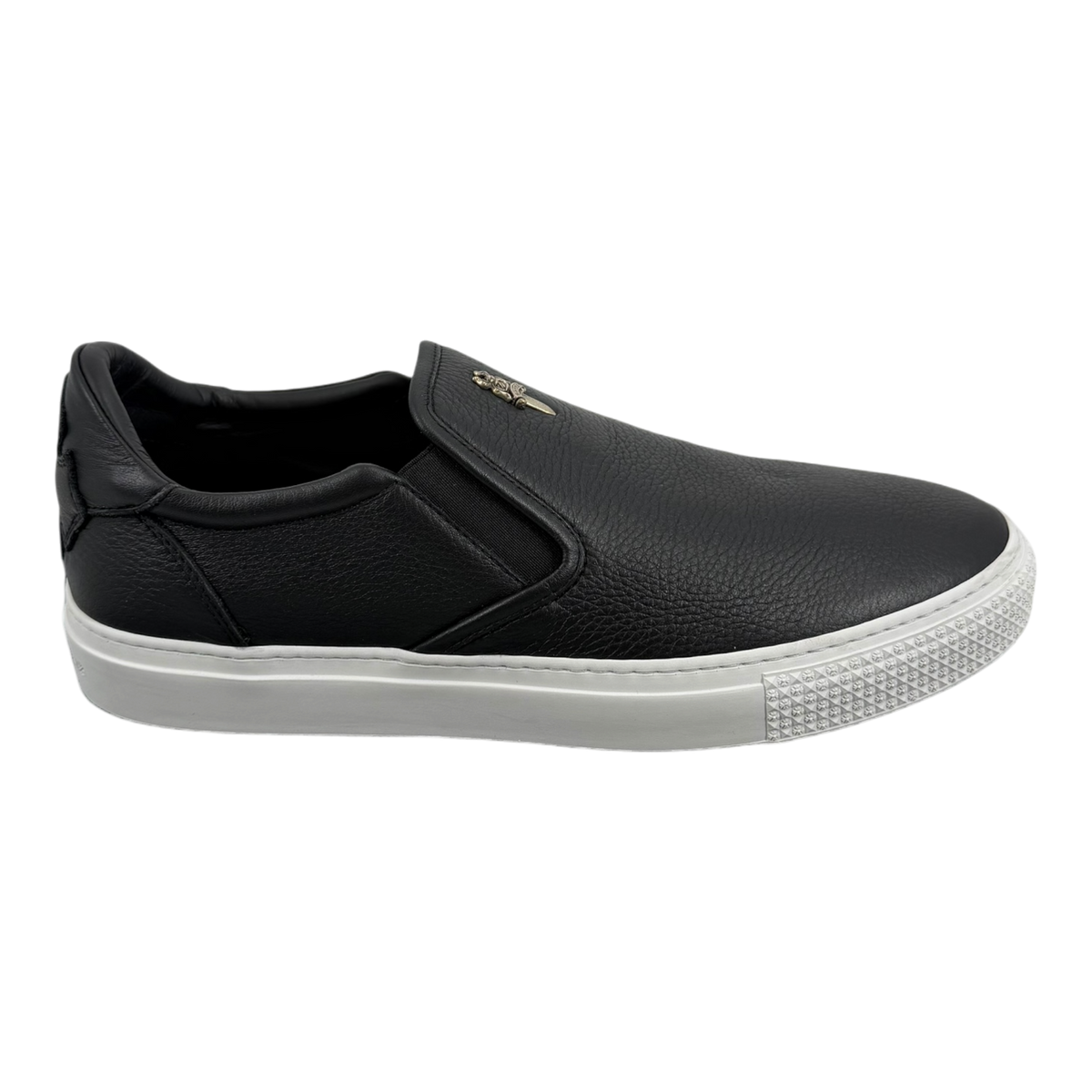 Black Leather Dagger Slip On Sneakers