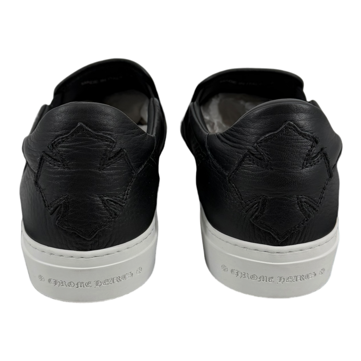Black Leather Dagger Slip On Sneakers