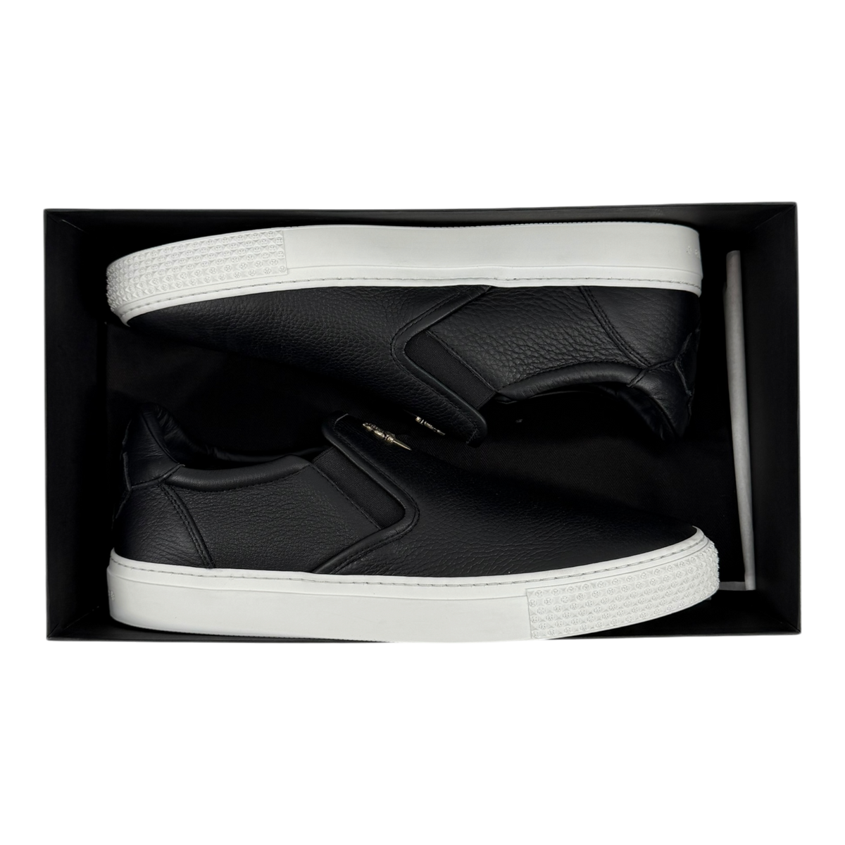 Black Leather Dagger Slip On Sneakers