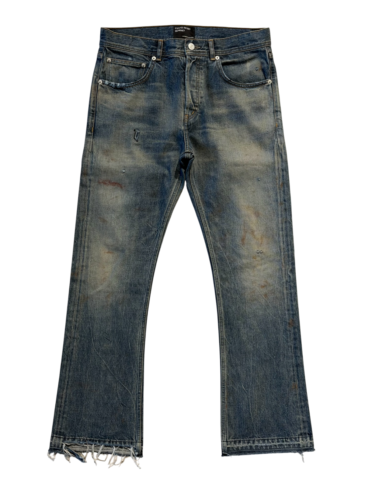 Logo Patch Distressed Denim Jeans