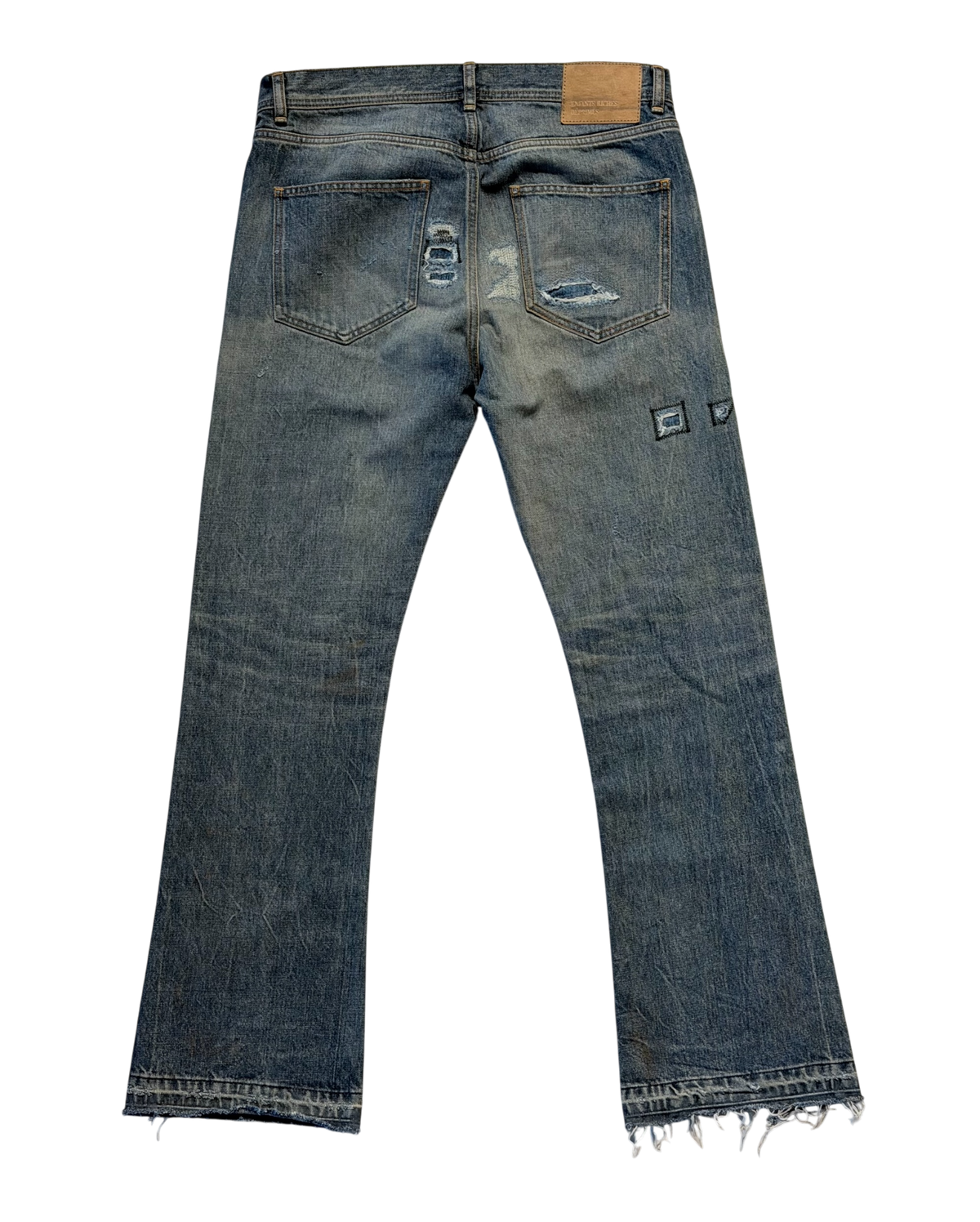 Logo Patch Distressed Denim Jeans