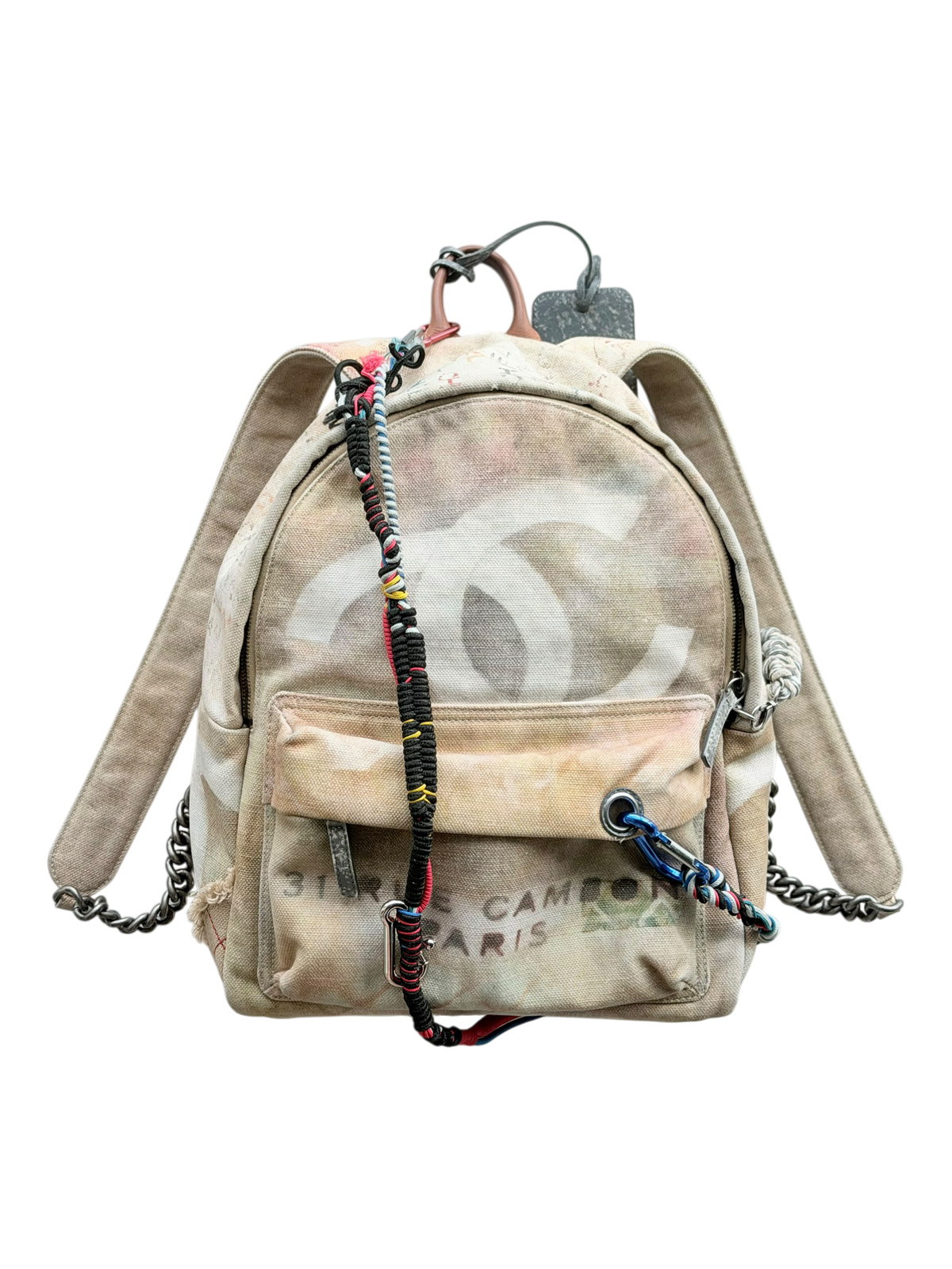 Beige & White Graffiti Backpack
