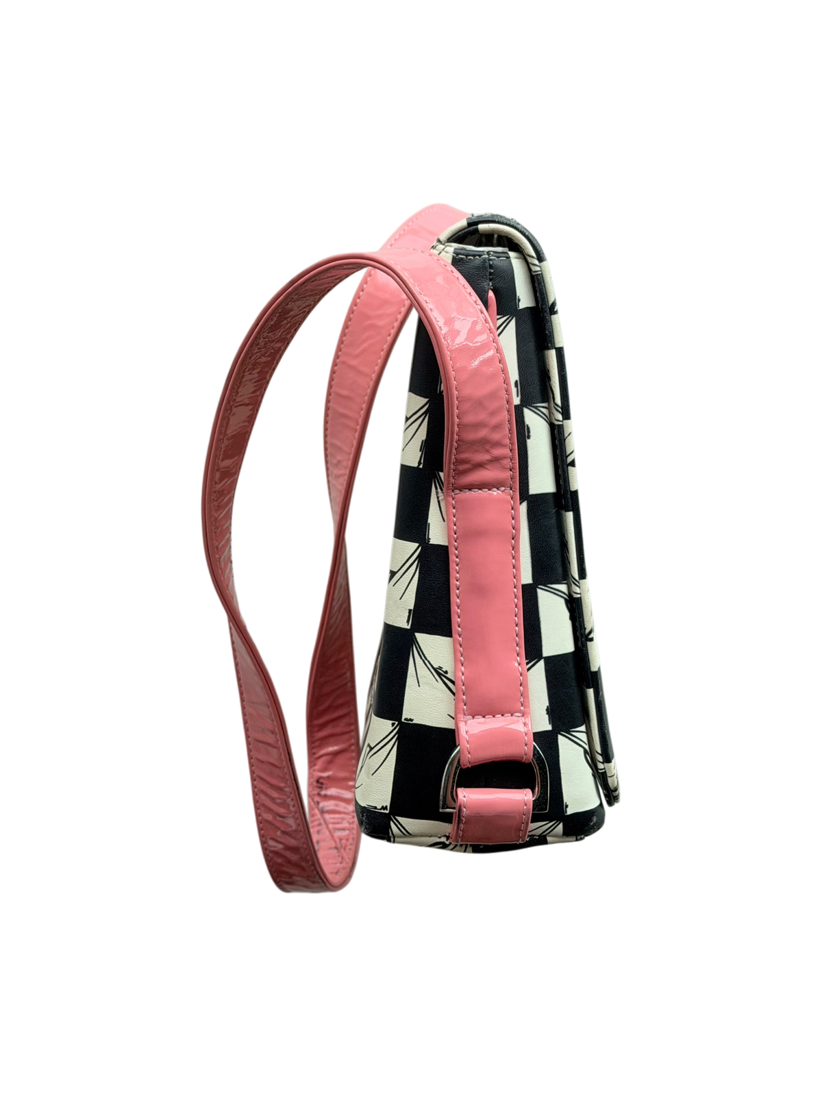 Black Cream 99 Eyes Checkered Leather Crossbody Bag