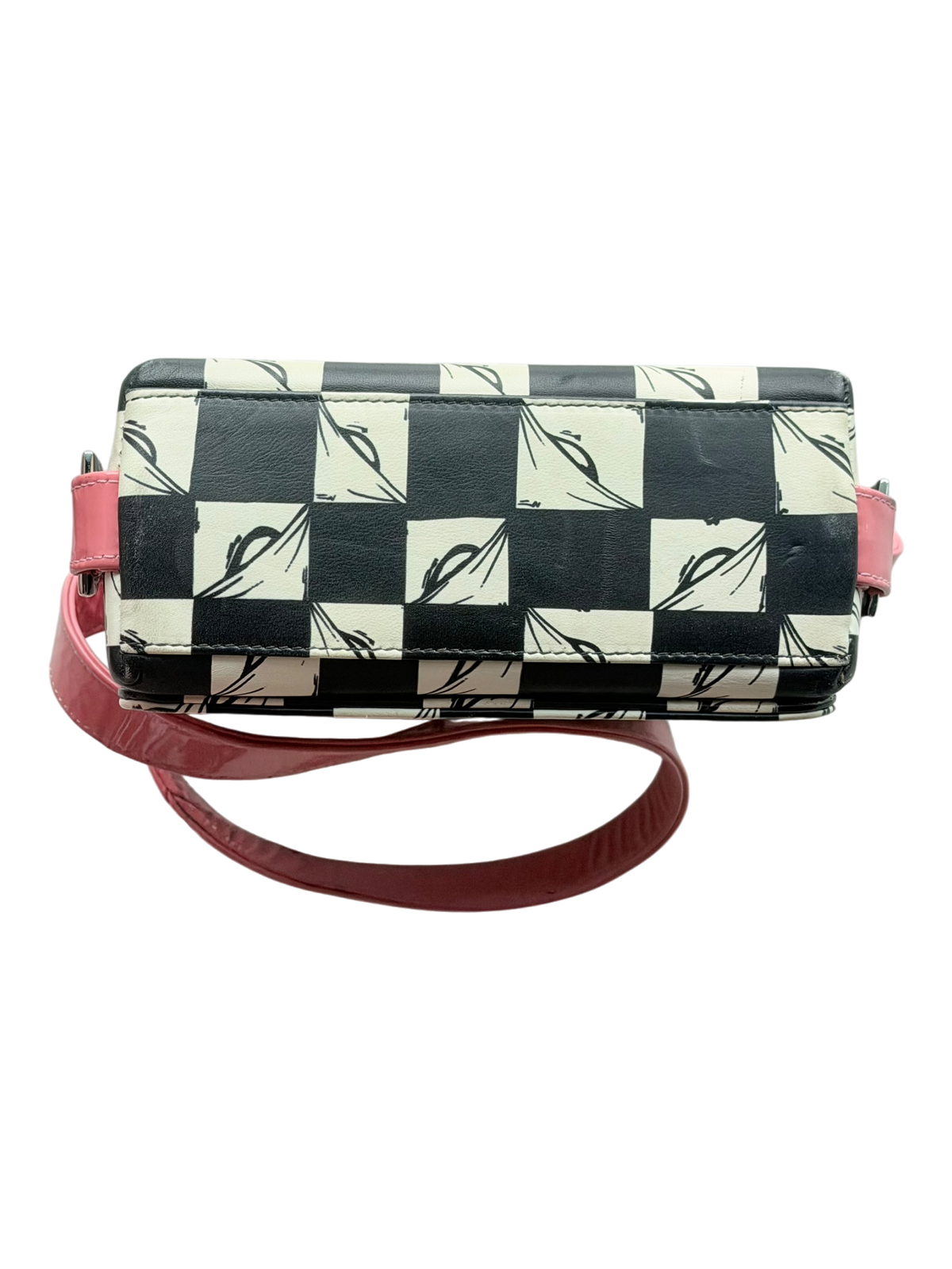 Black Cream 99 Eyes Checkered Leather Crossbody Bag