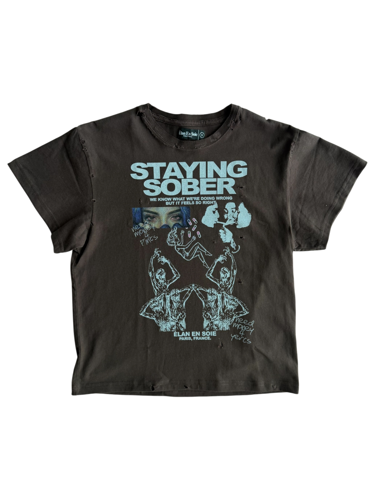 Staying Sober Distressed Tee Brown