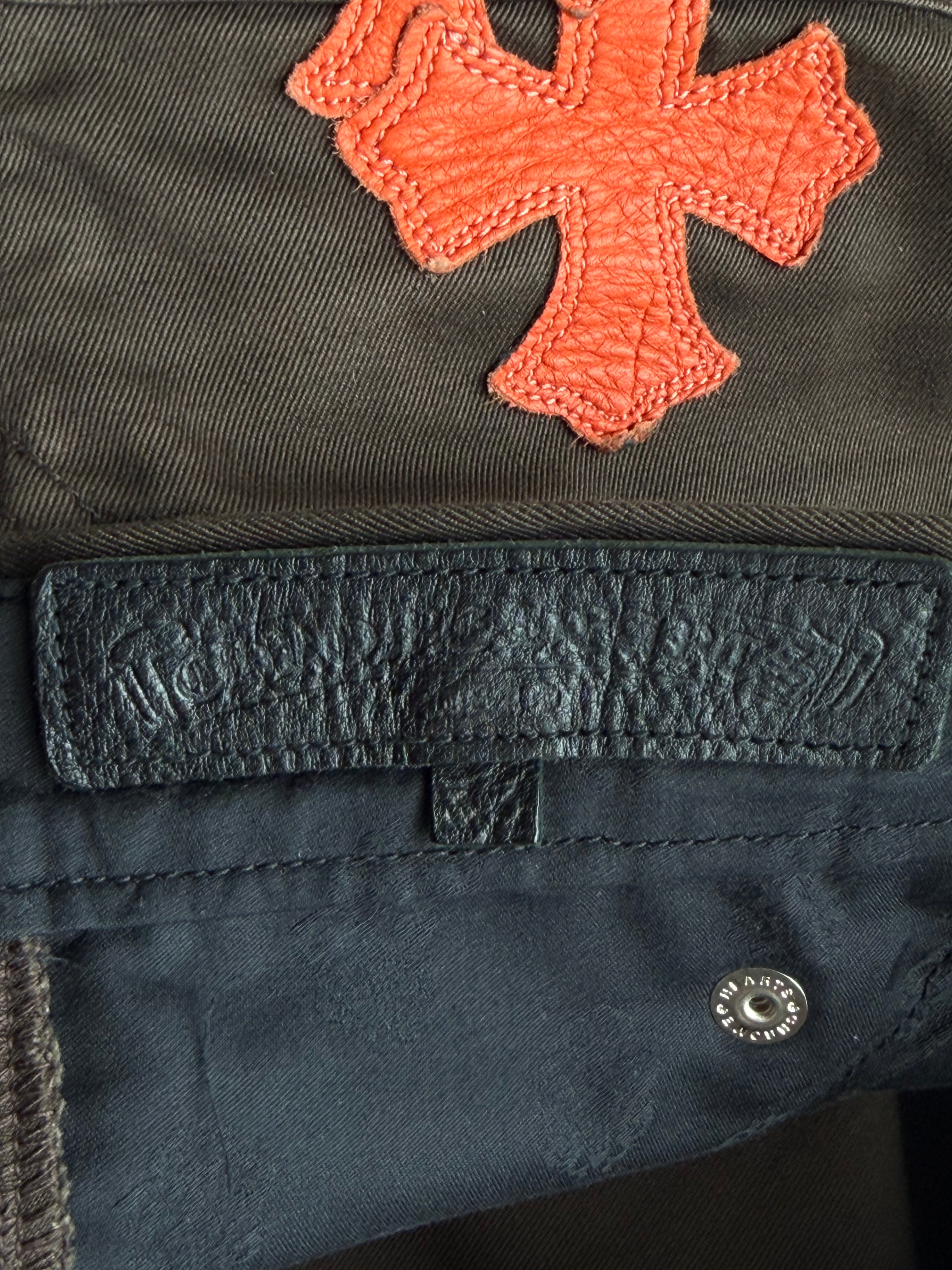 Brown & Orange Cross Patch Carpenter Jeans