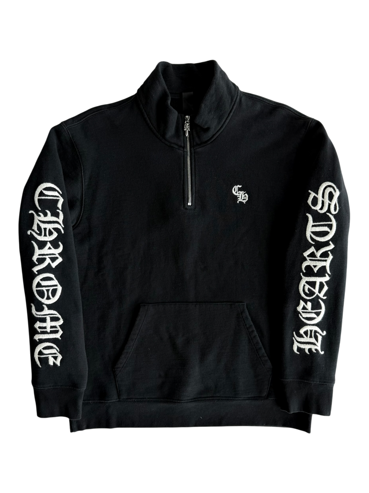 Slow Ride Embroidered Quarter Zip Sweatshirt Black