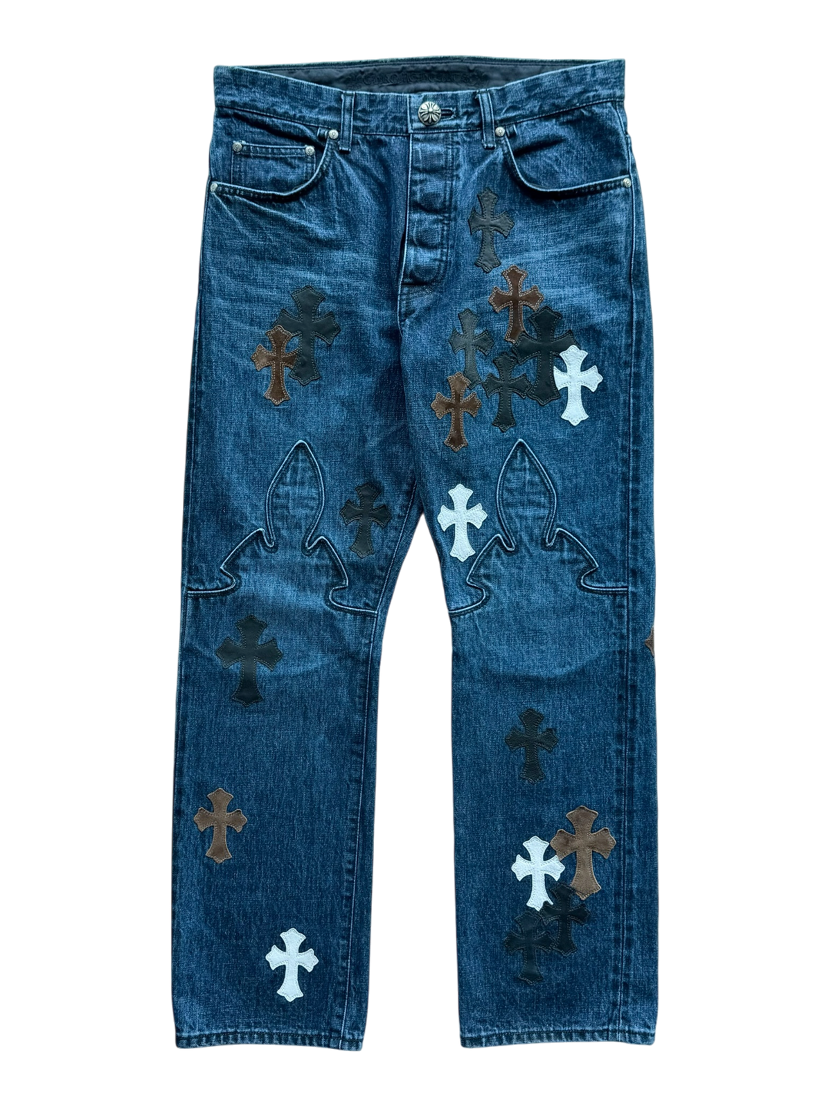 Fleur Knee Multi Cross Patch Denim Jeans