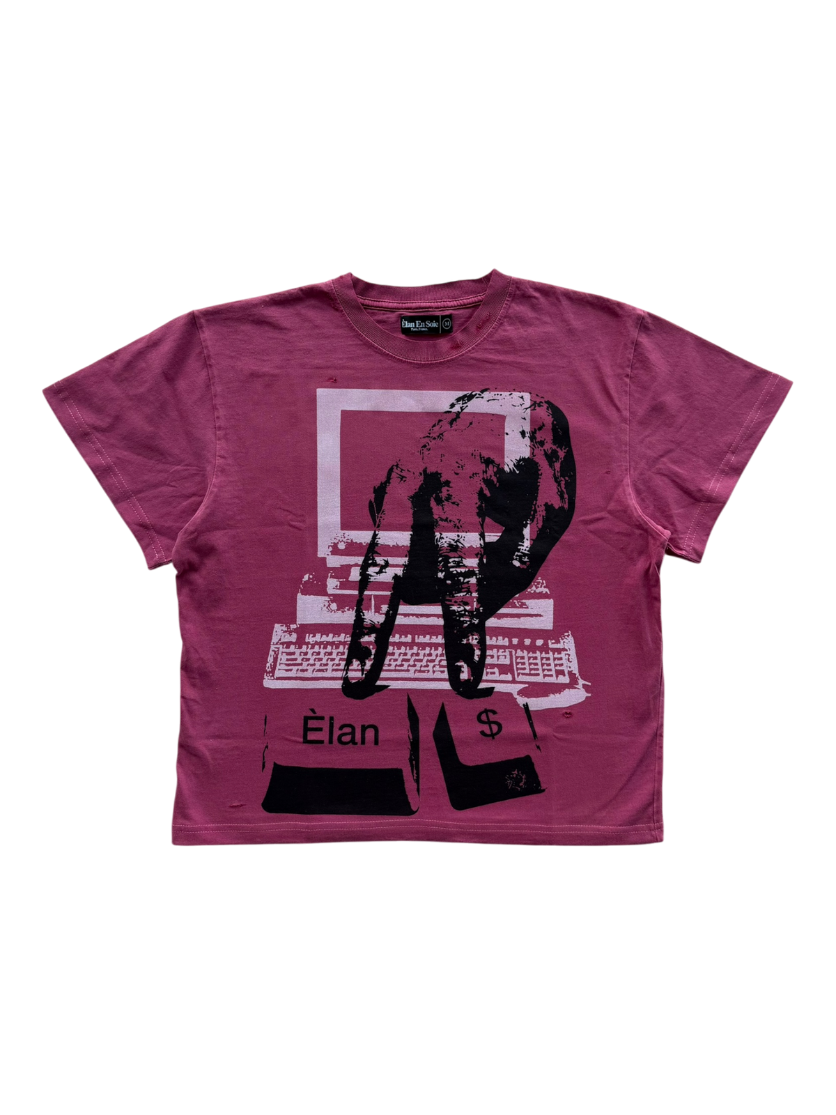 Paper Trail Distressed Tee Red