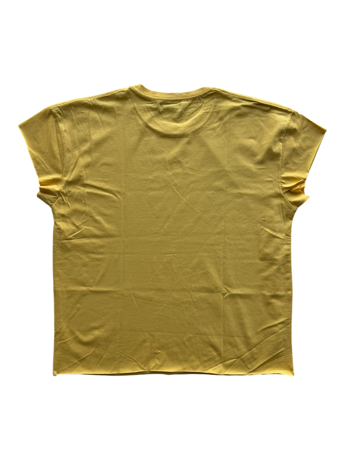 Mixed Faces Distressed Sleeveless Tee Yellow