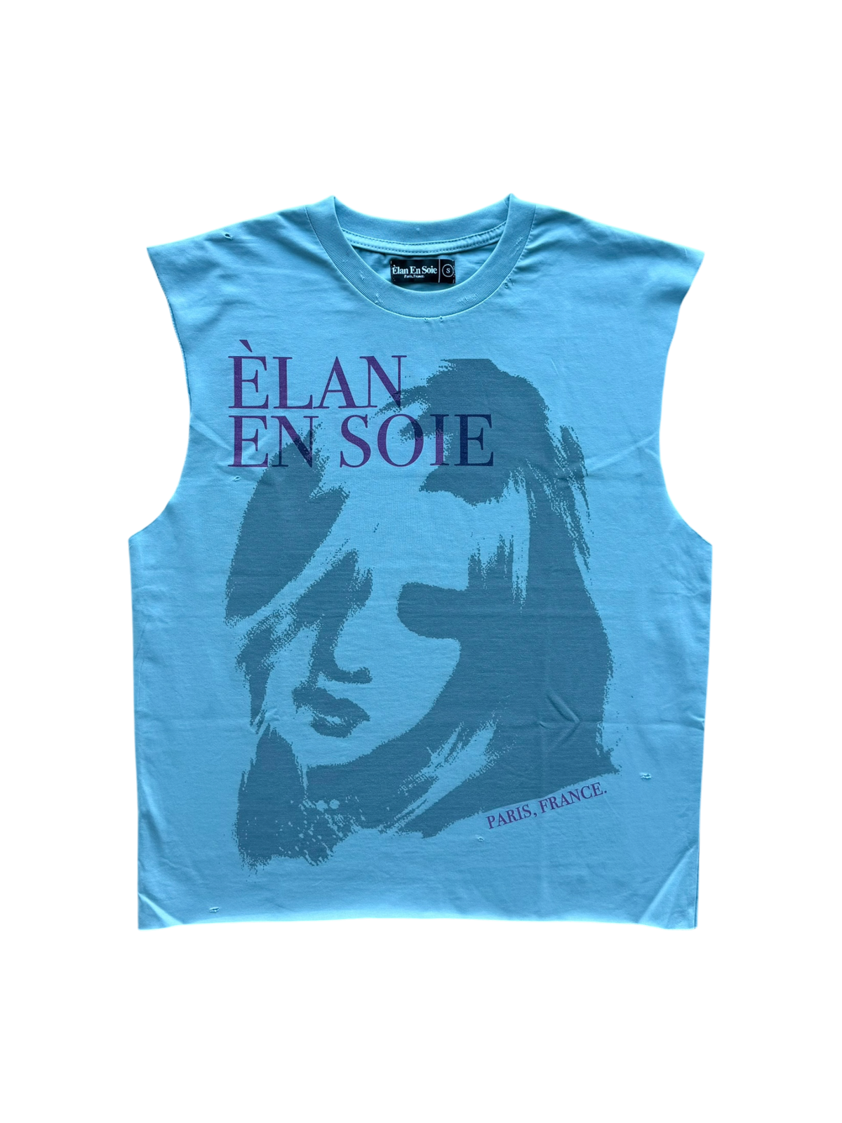 Lonely Girl Distressed Tank Top Sky Blue