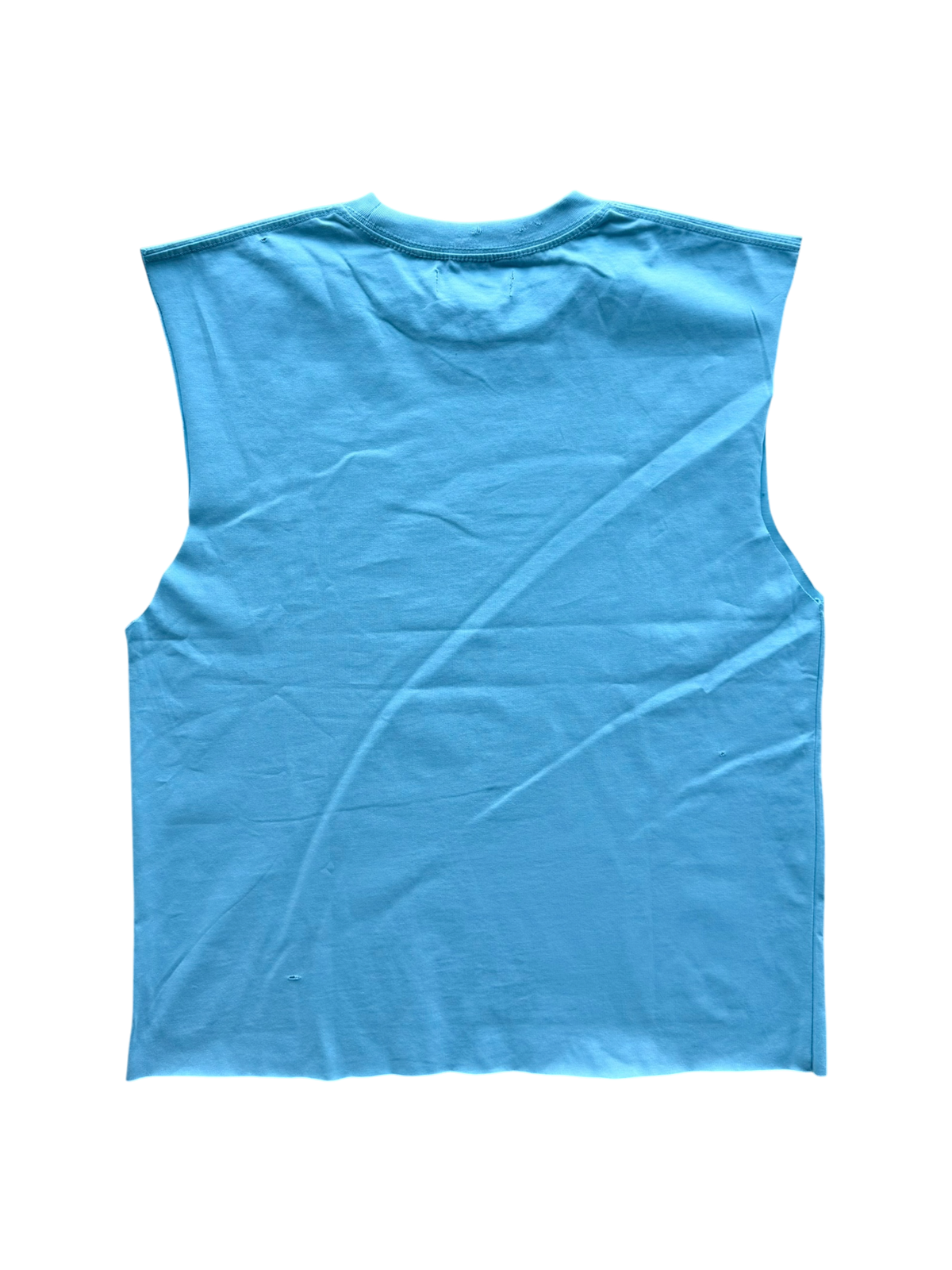 Mixed Faces Distressed Tank Top Sky Blue