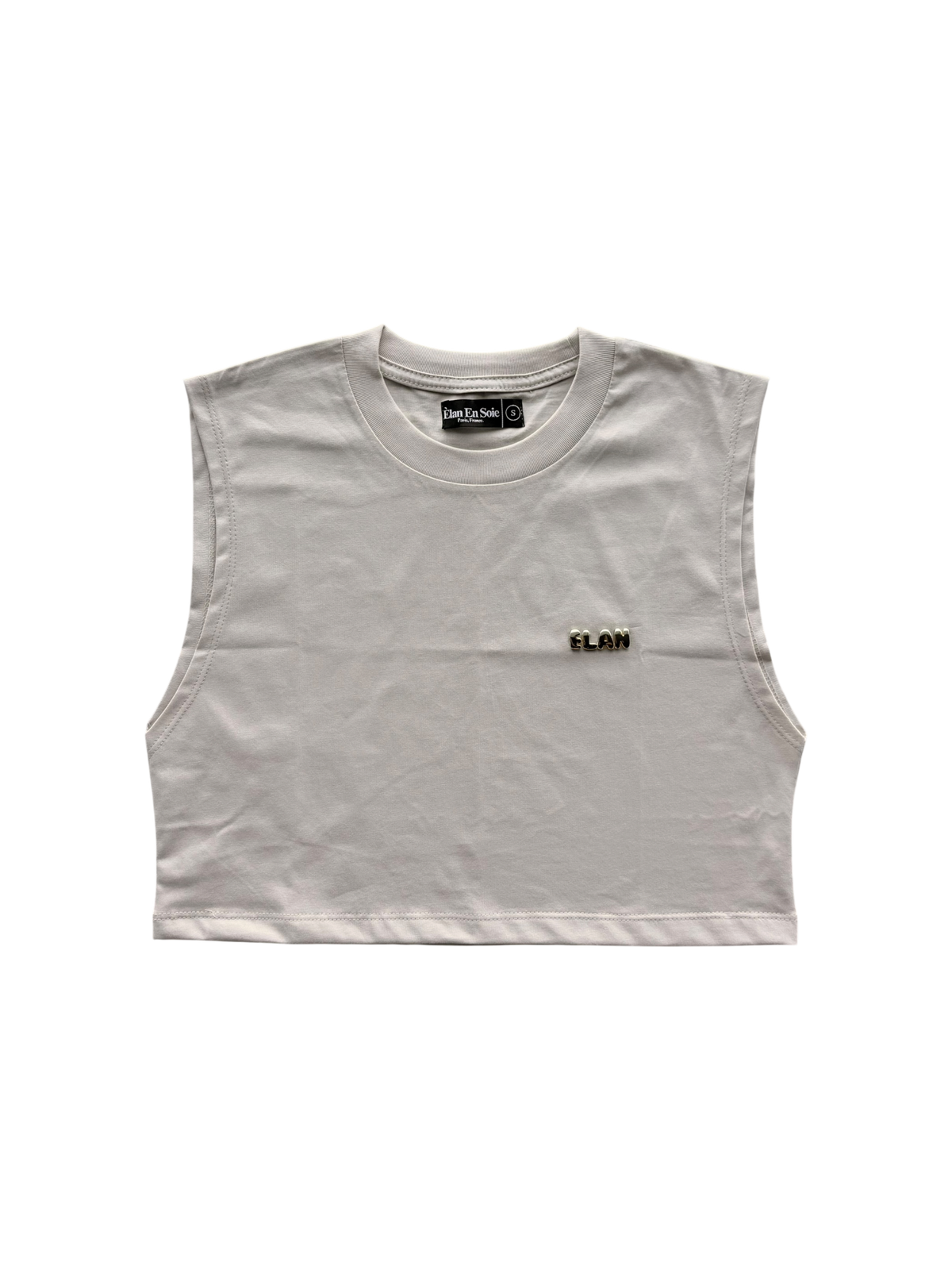 Golden Pin Crop Top Beige
