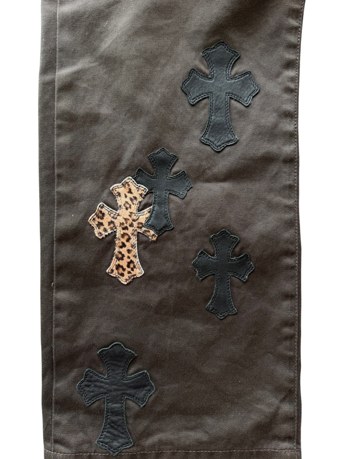 Brown Cheetah Cross Patch Chino Pants