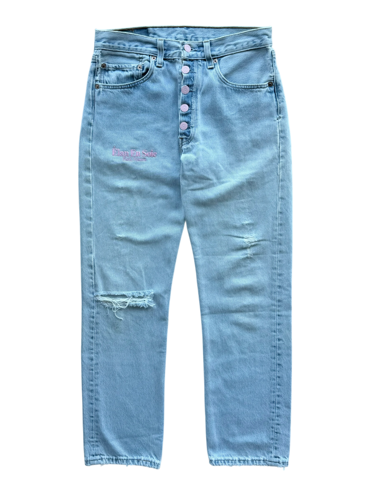 Pink Button Light Wash Jean