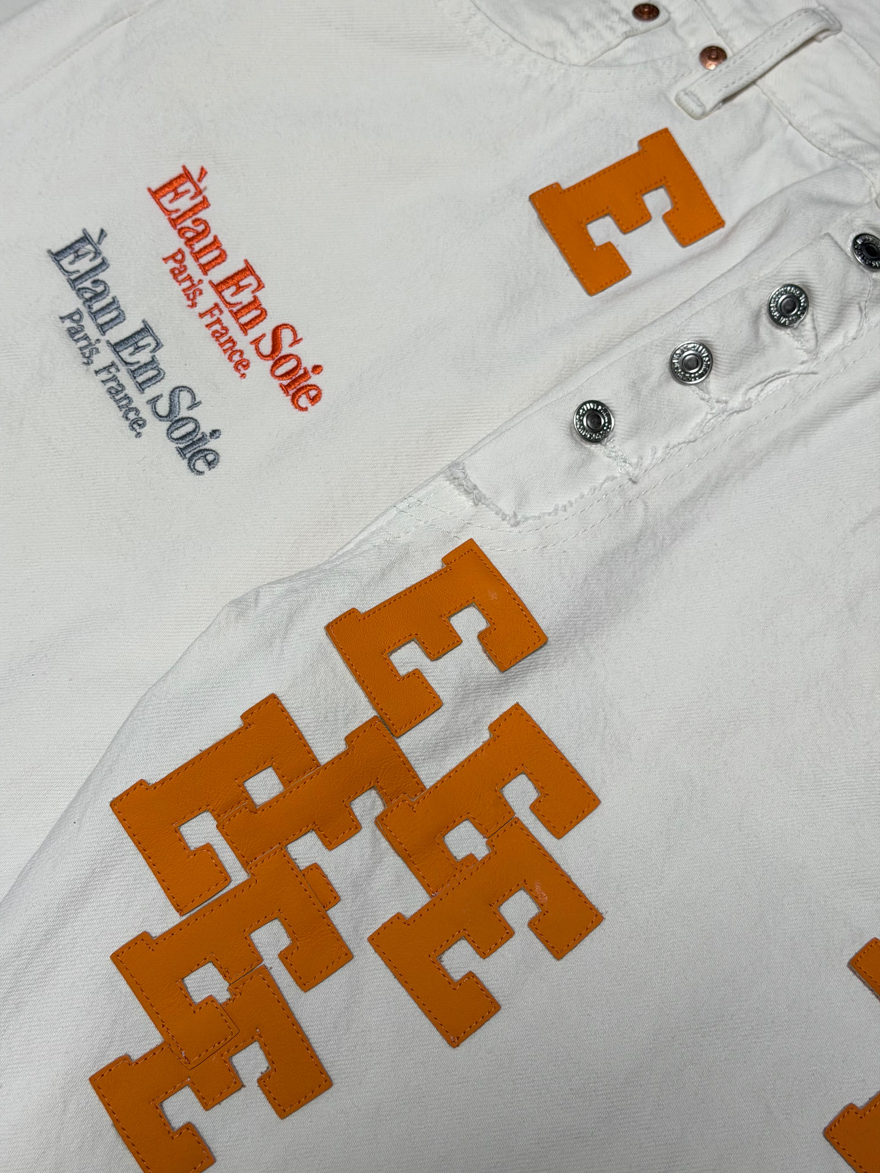 Orange Patch White Flare Jean