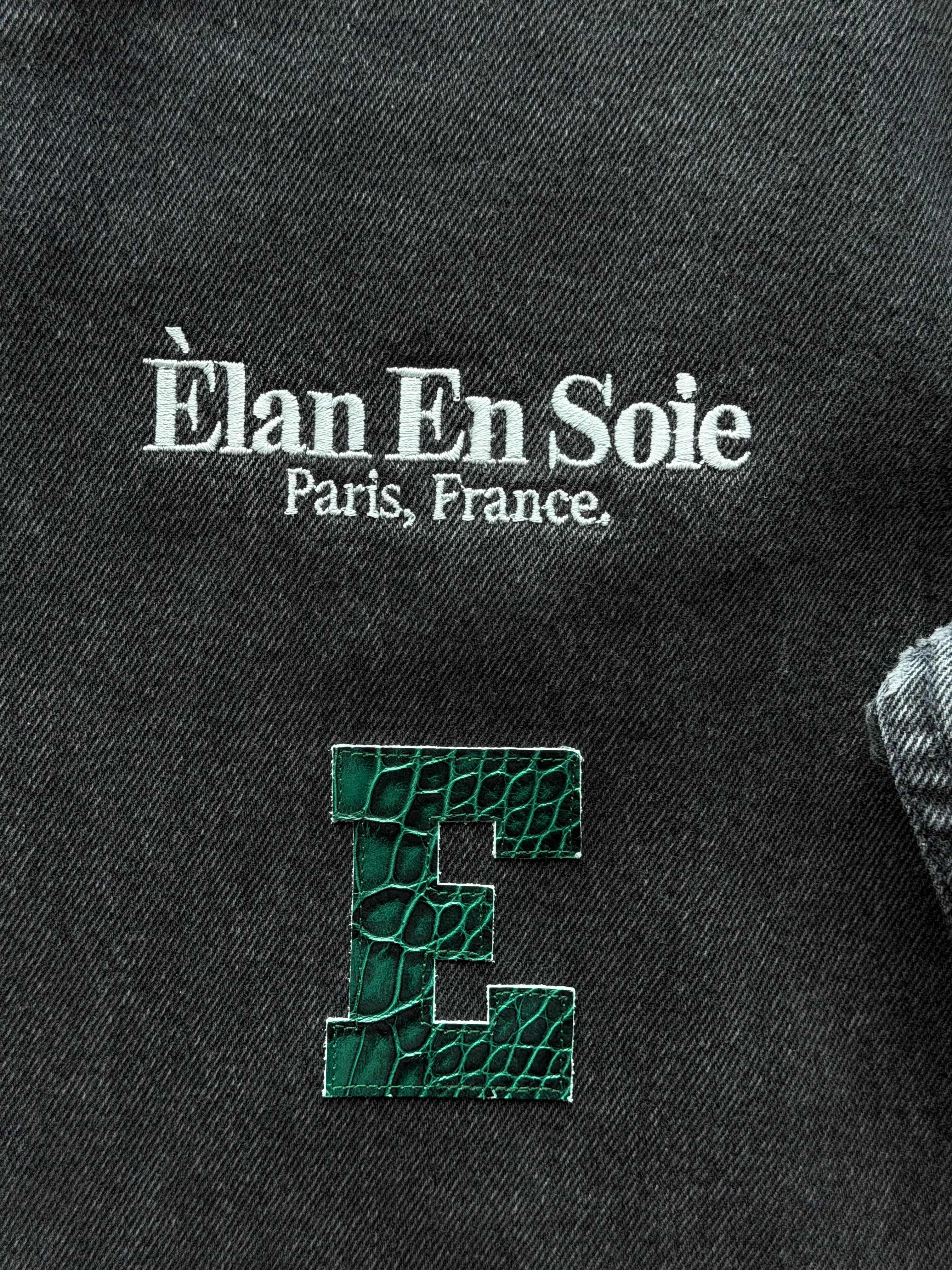 Green Croc Patch Black Jean