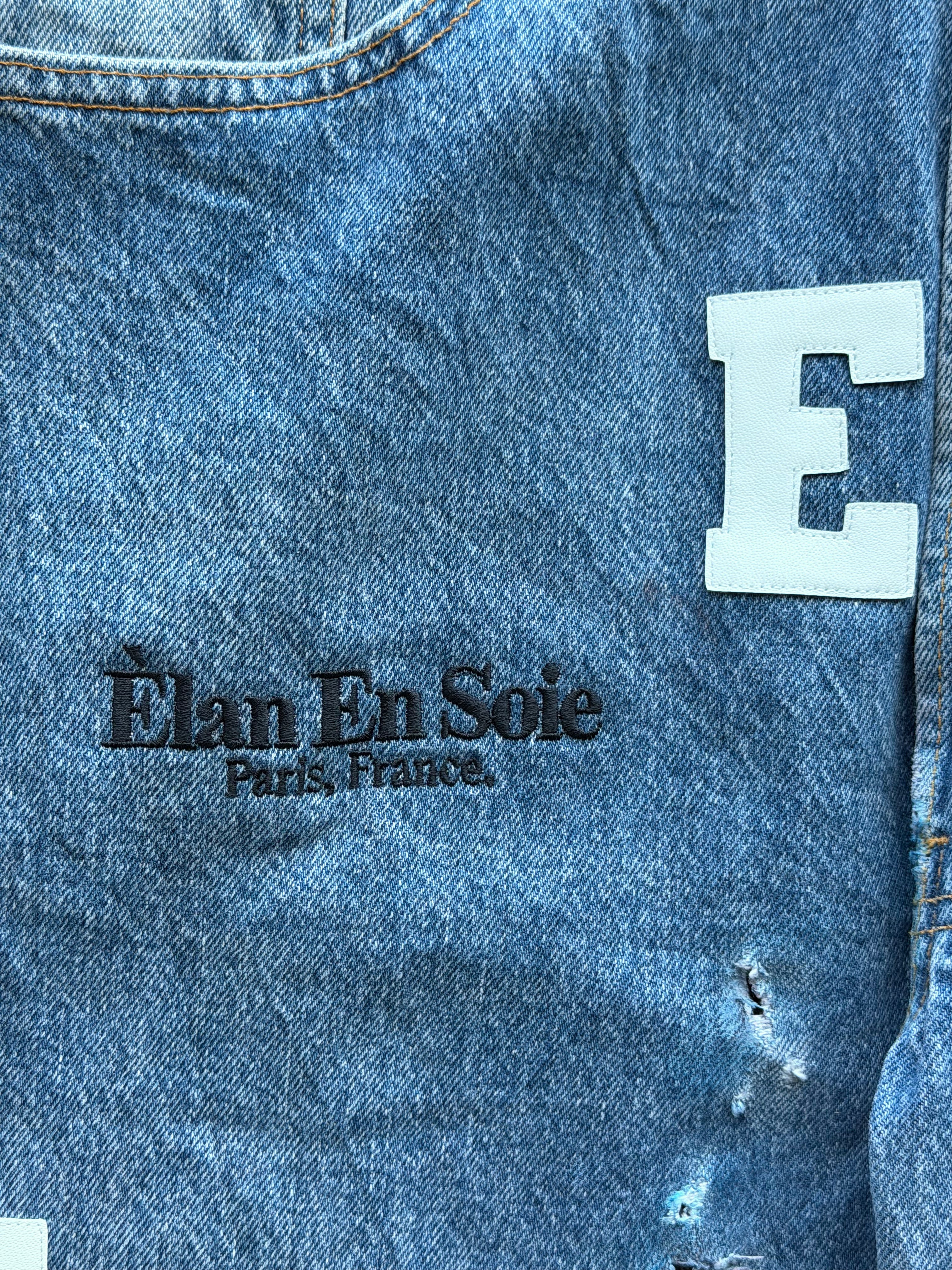 White Vertical Patch Blue Jean