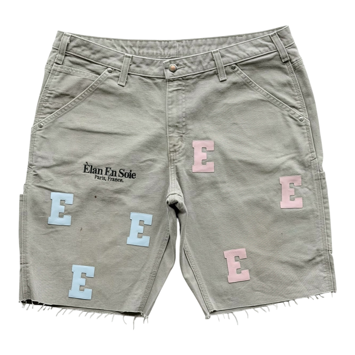 Blue & Pink Patch Stone Shorts