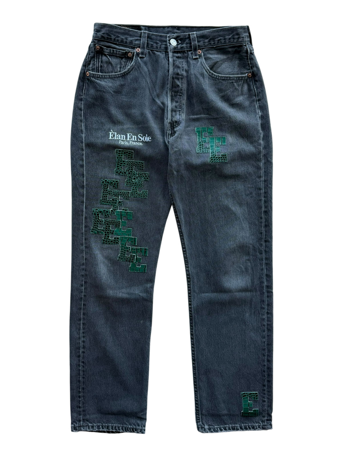 Green Croc Patch Grey Jean