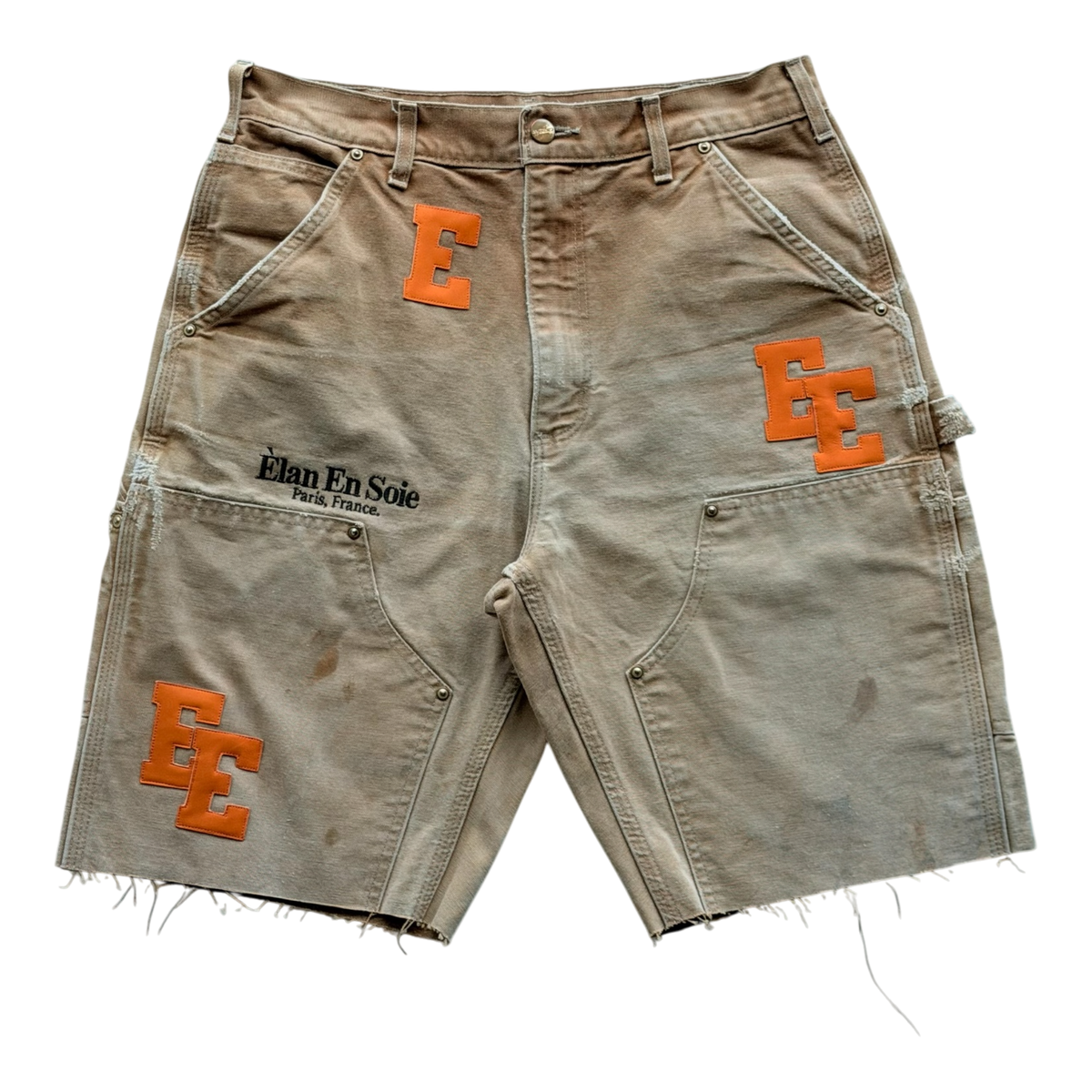 Orange Patch Tan Carpenter Shorts