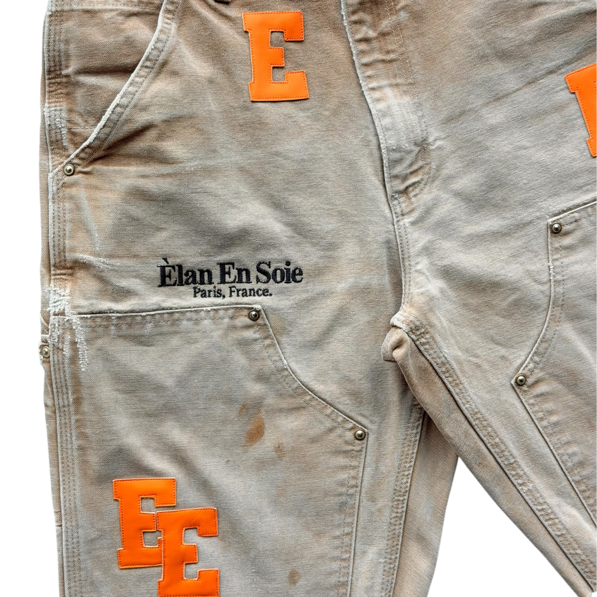 Orange Patch Tan Carpenter Shorts