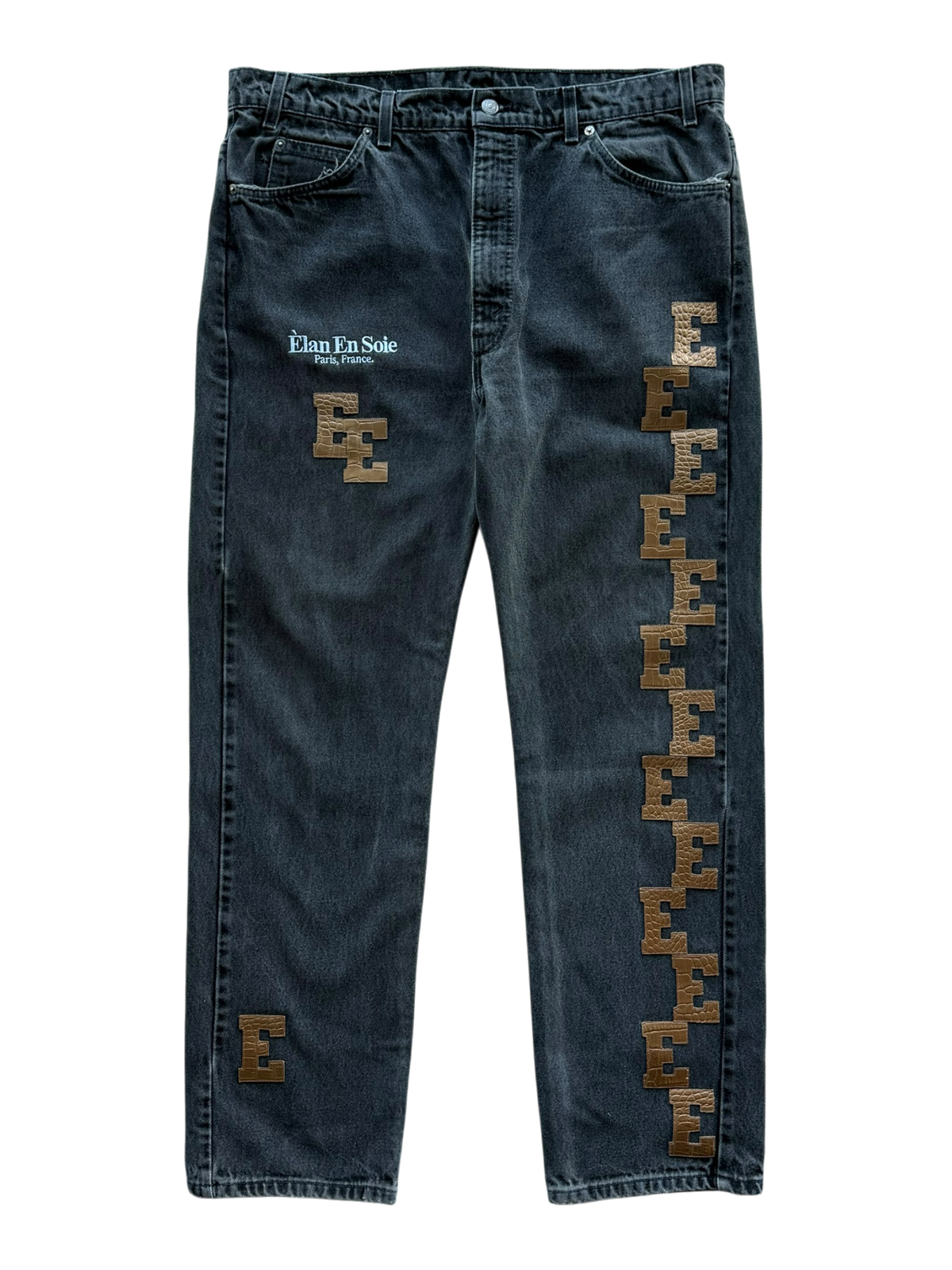 Bronze Croc Vertical Patch Black Jean