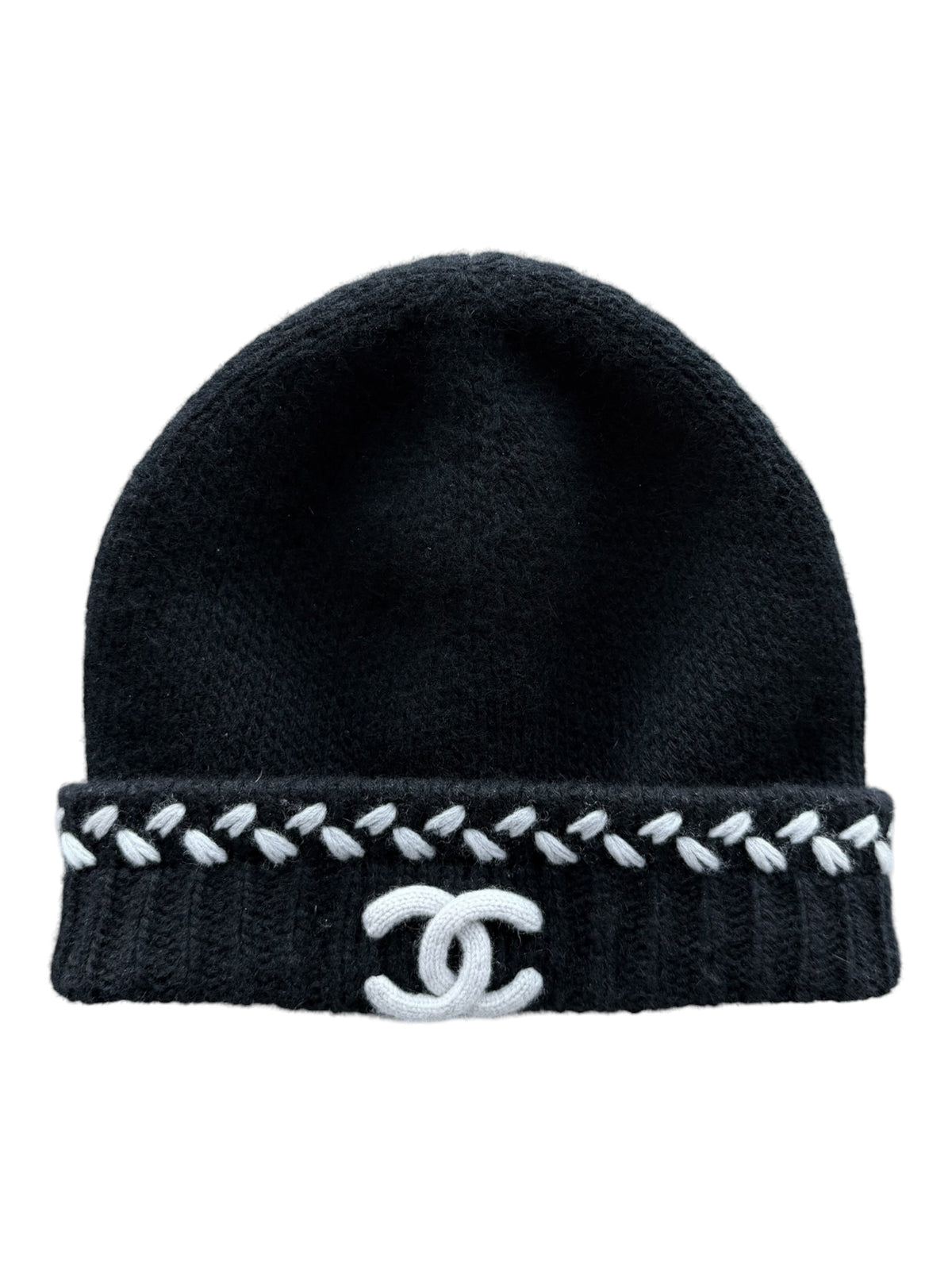 Chanel Cashmere Beanie Black & White