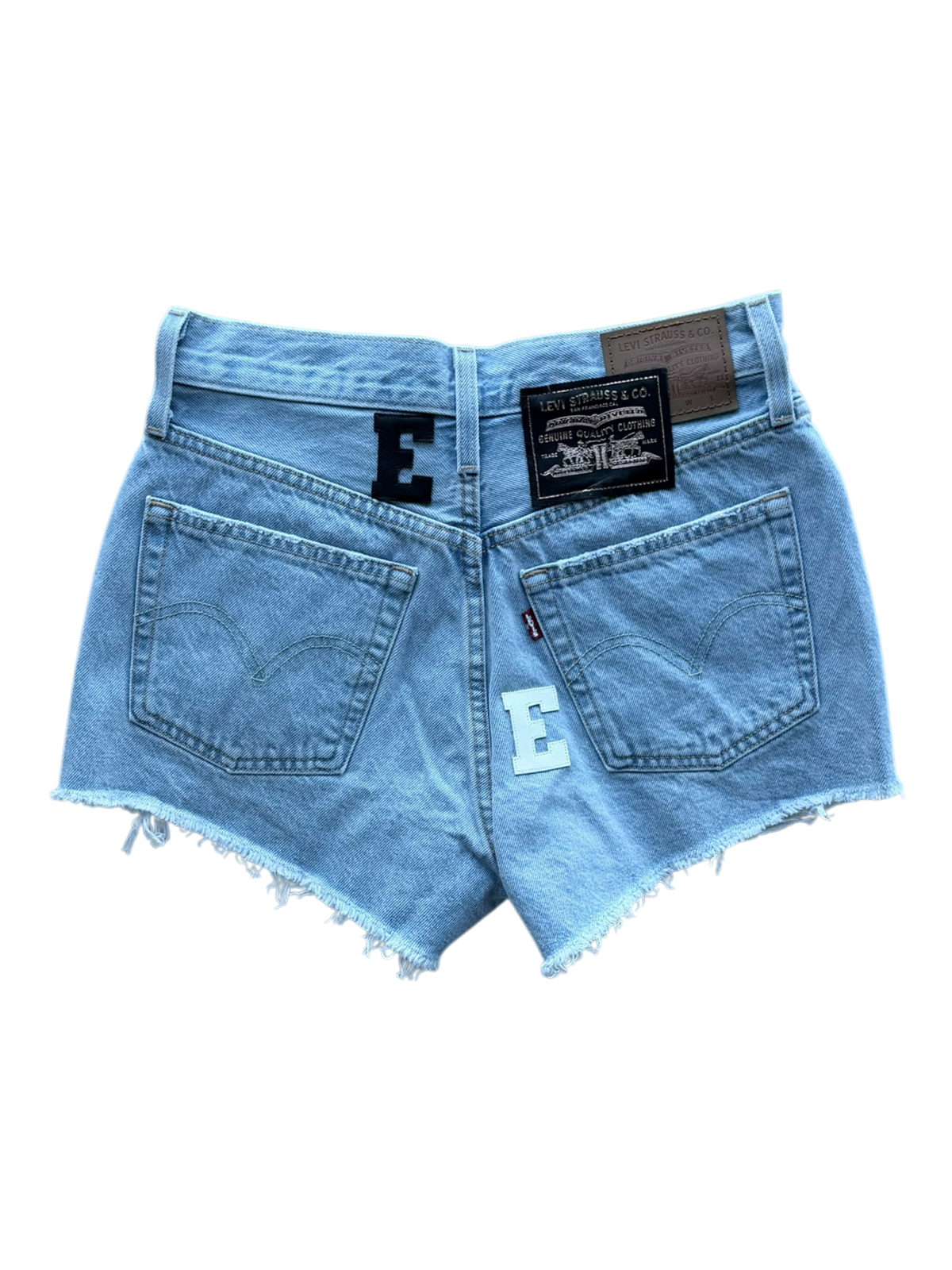 Black & White Patch Women's Denim Cutoff Shorts