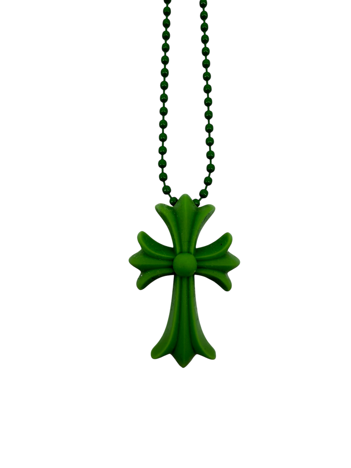 Silichrome Cross Necklace Green