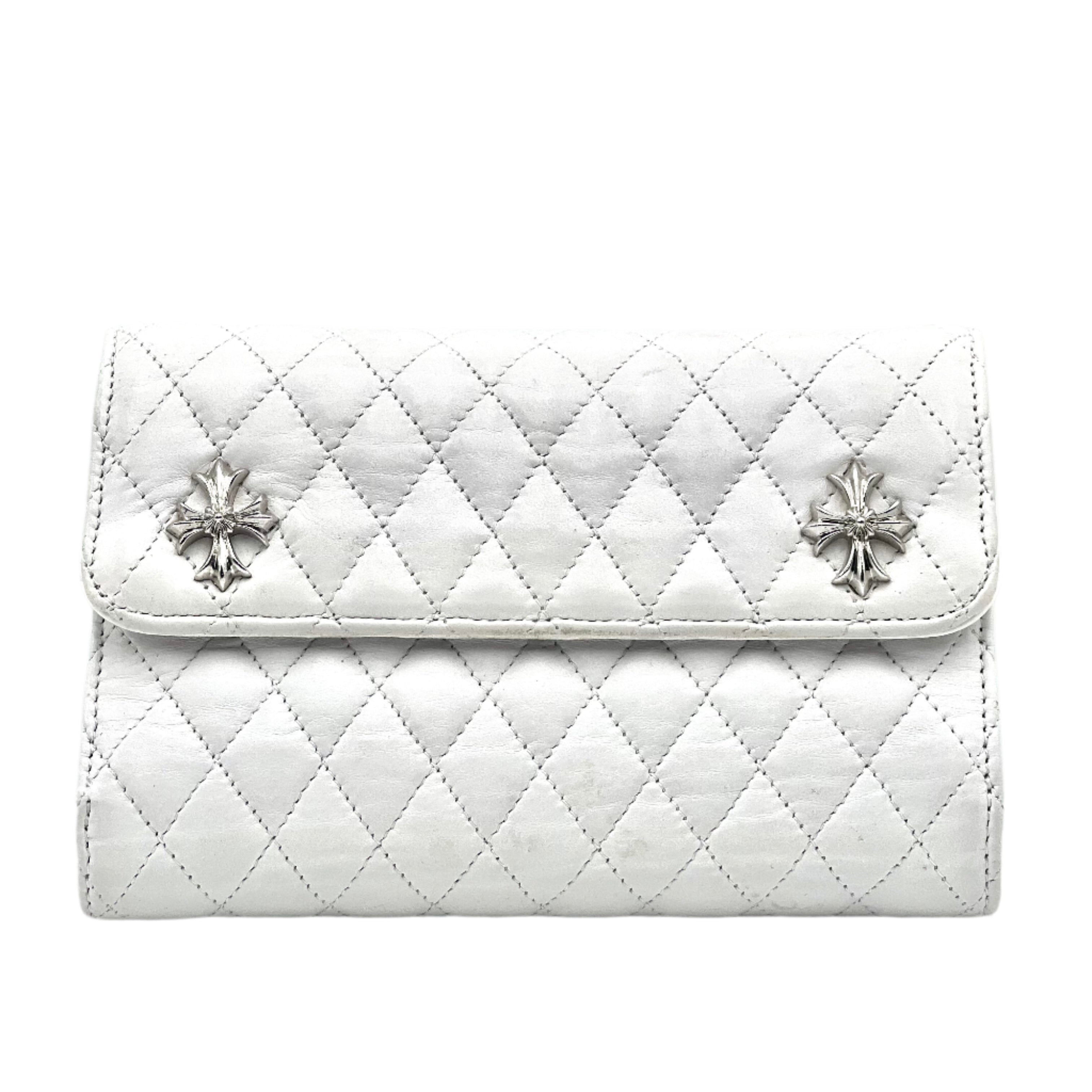 Lambskin Clutch Extra Large Wallet White