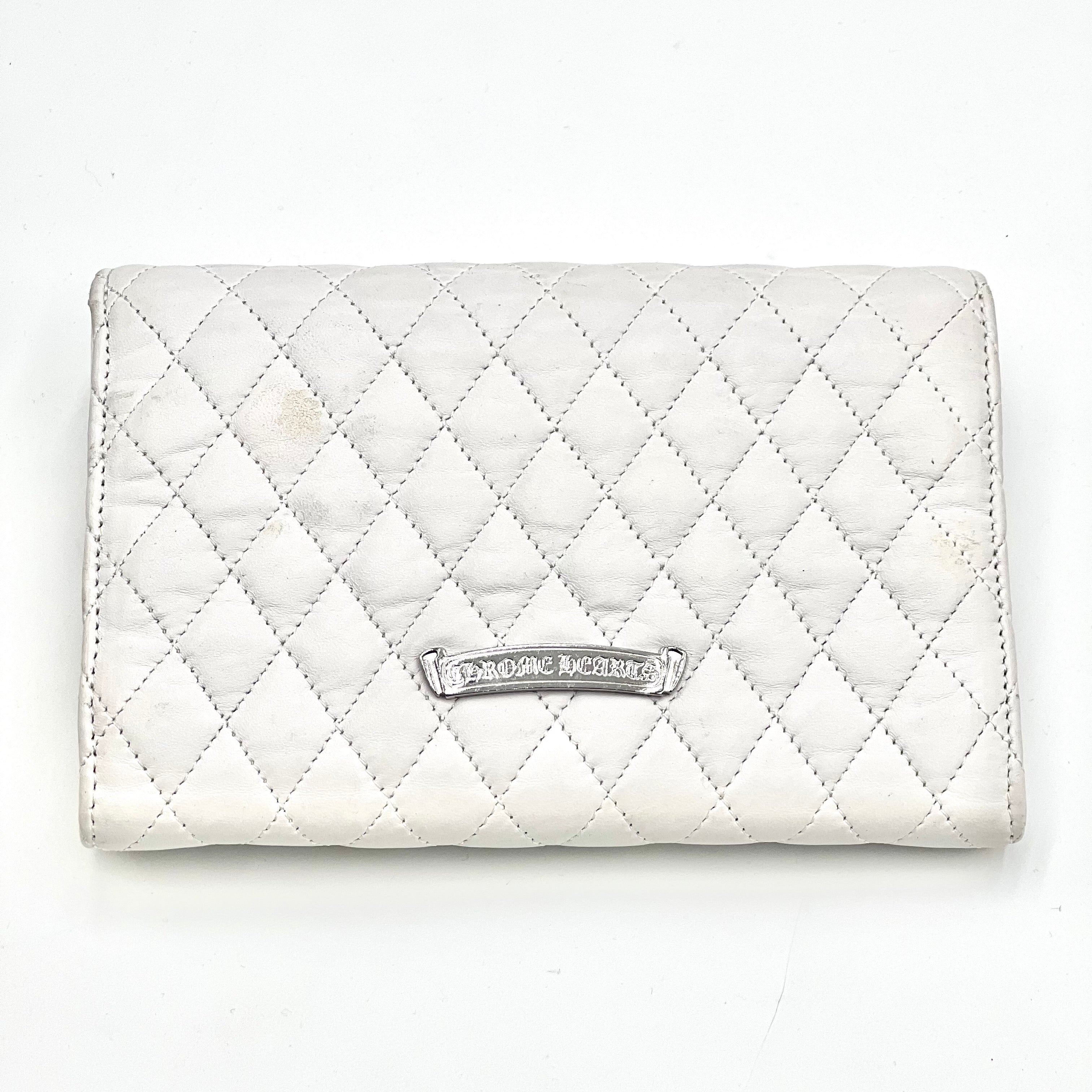 Lambskin Clutch Extra Large Wallet White