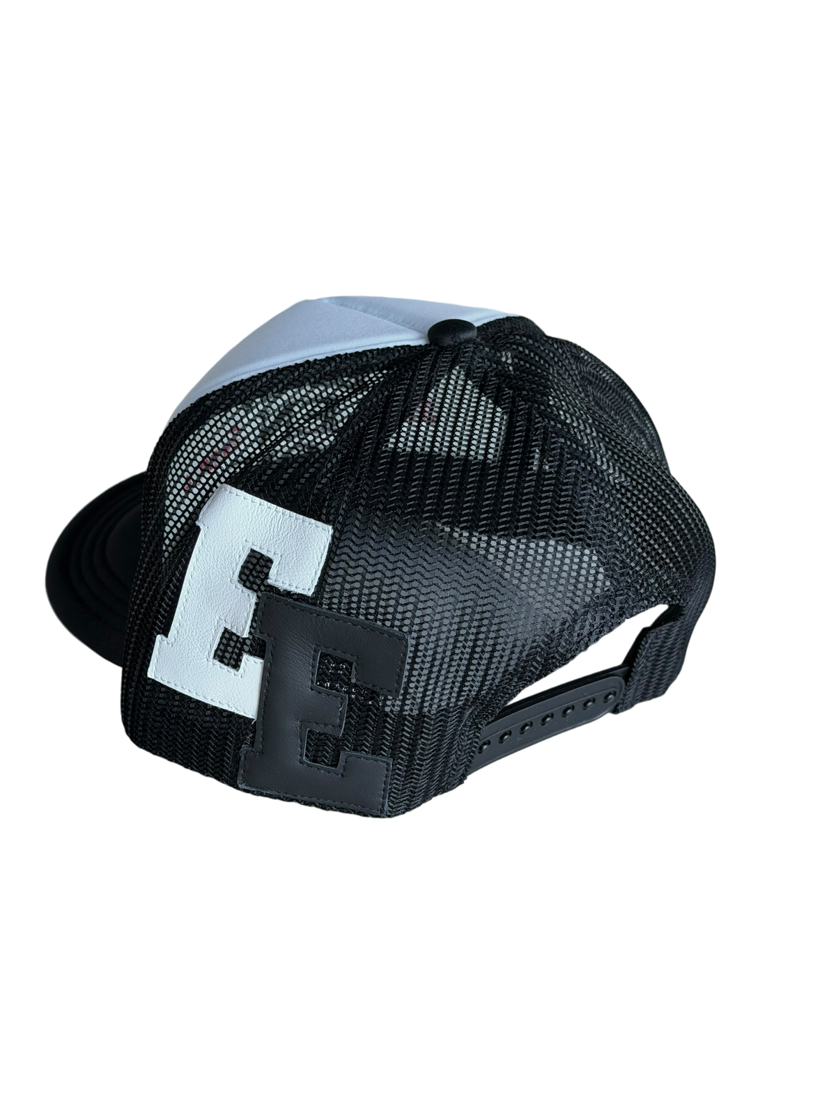 Black White Patch Logo Hat Black