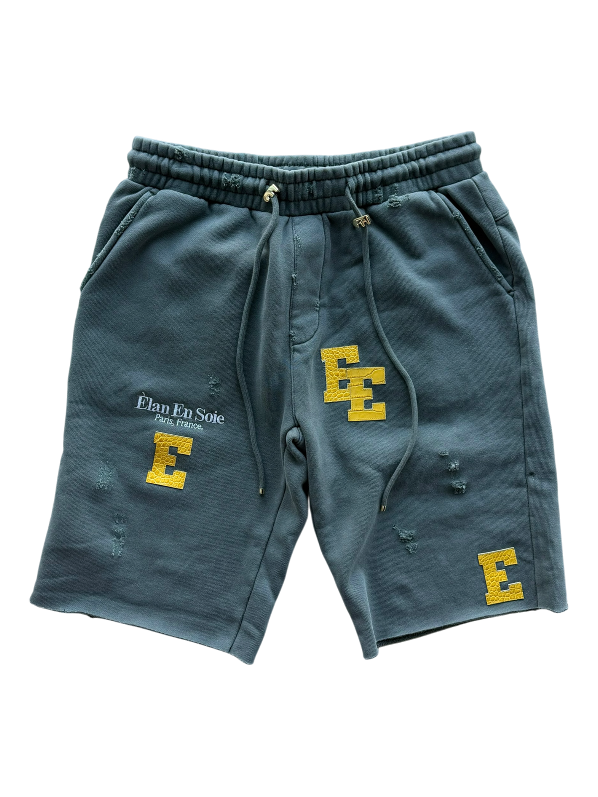 Yellow Croc Patch Sweatshorts Grey