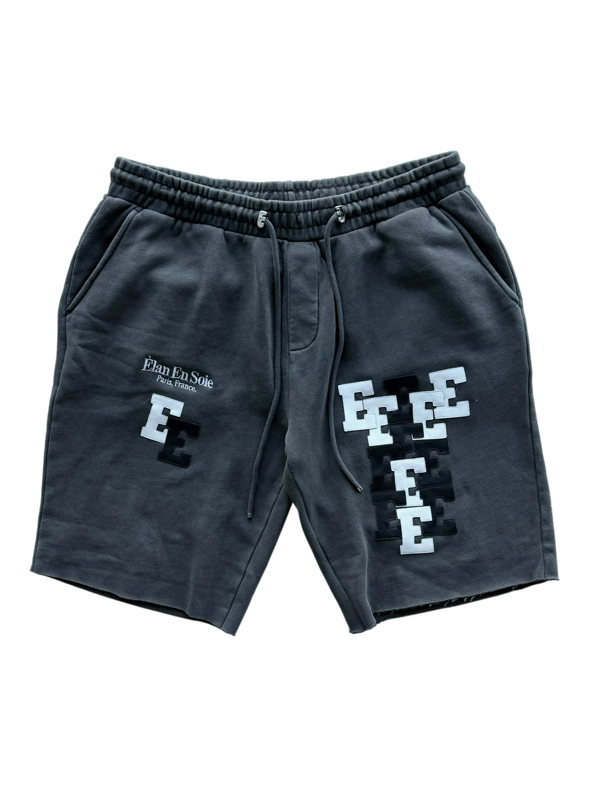 Black & White Patch Sweatshorts Black