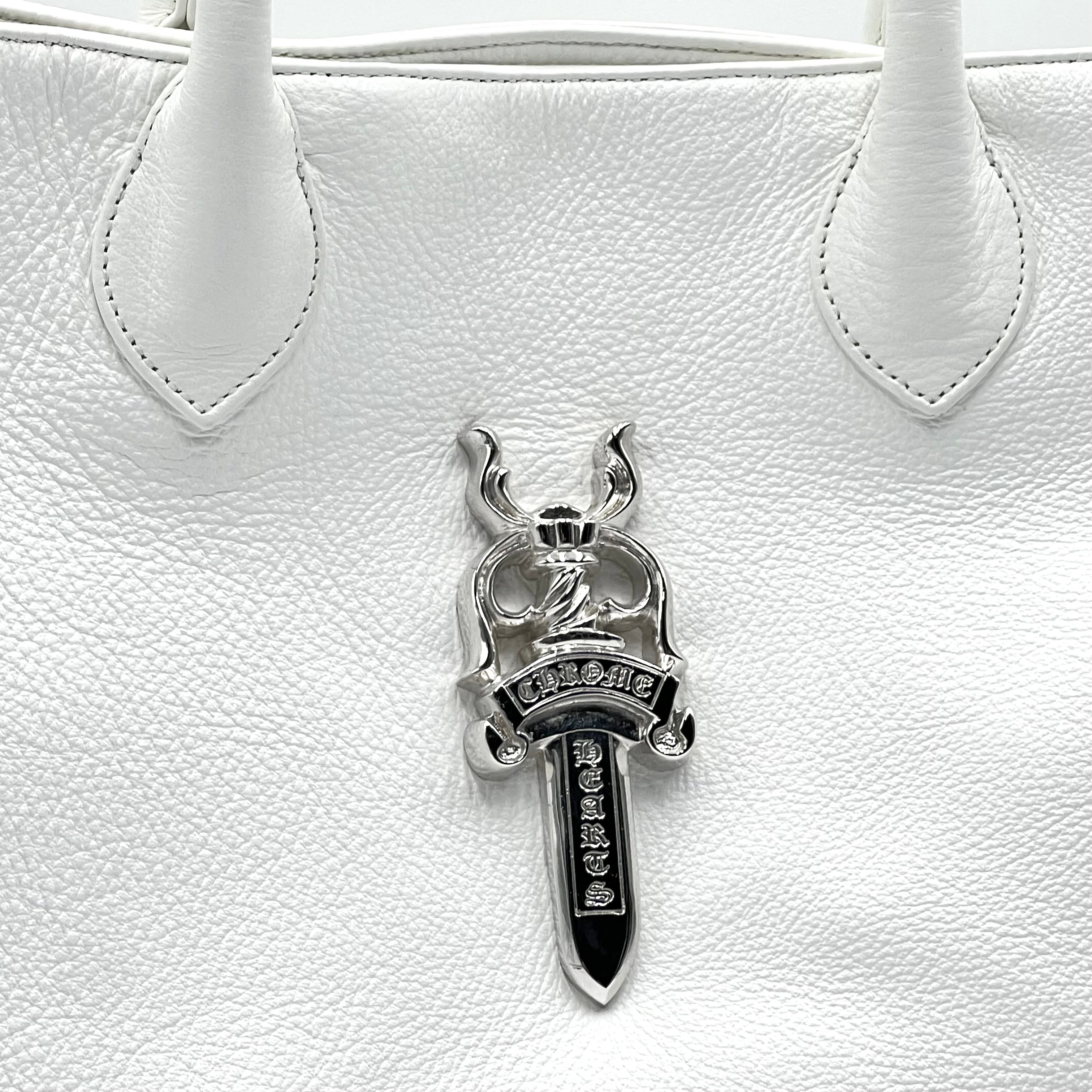 Lady Lynn Dagger Leather Tote Bag White