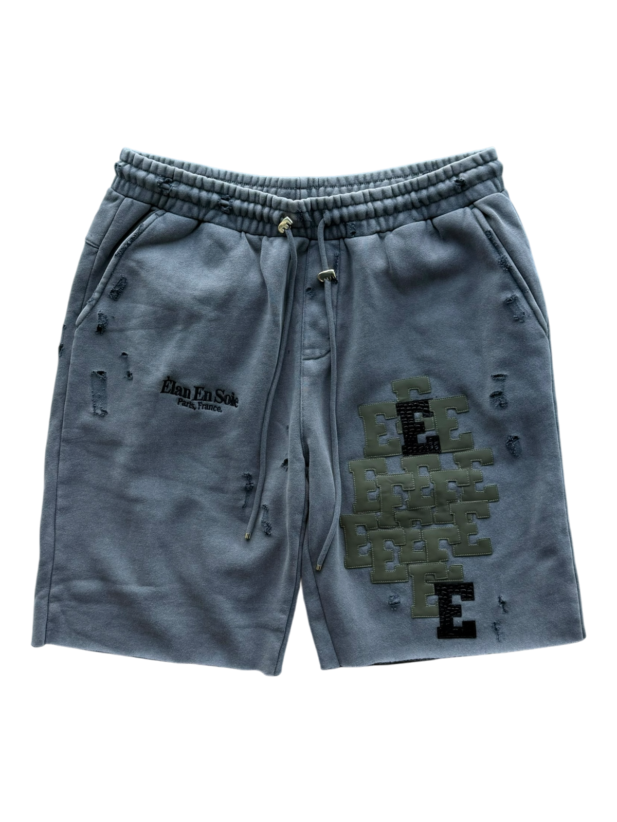 Green & Black Croc Patch Sweatshorts Grey