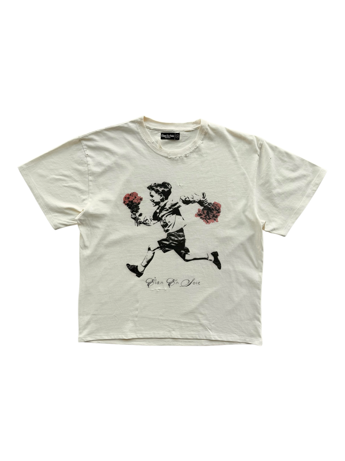 Flower Boy Distressed Tee Cream