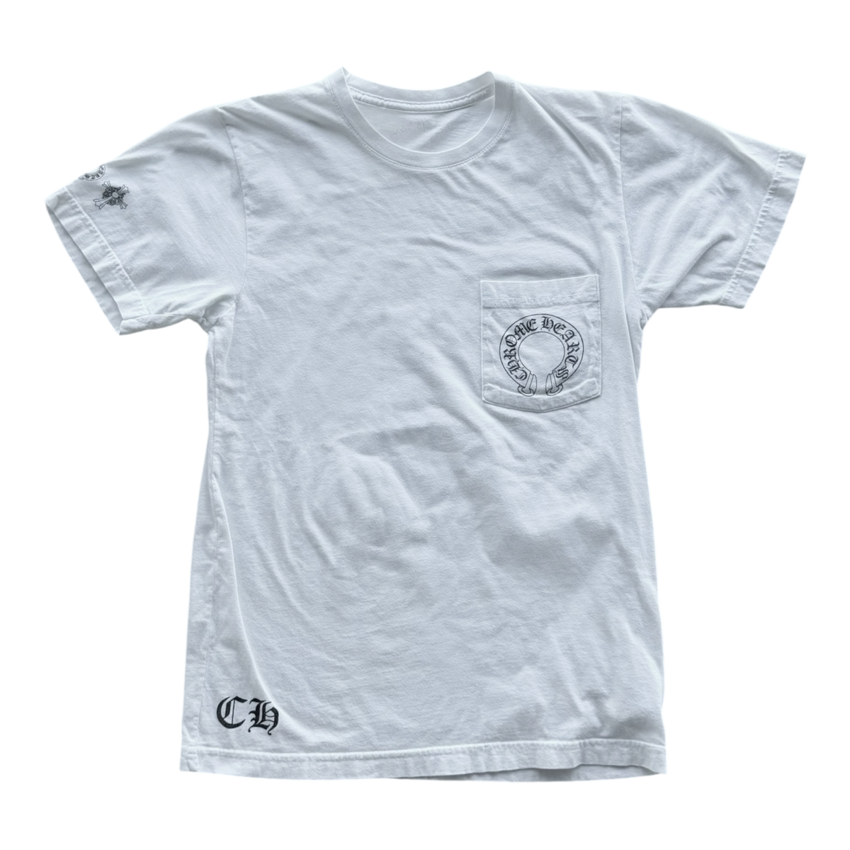 T Bar Logo White Vintage Tee