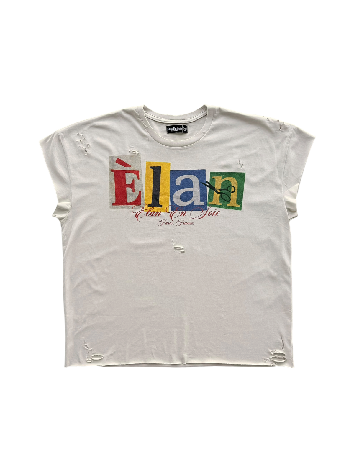Cut Out Cut Off Distressed Tee Tan